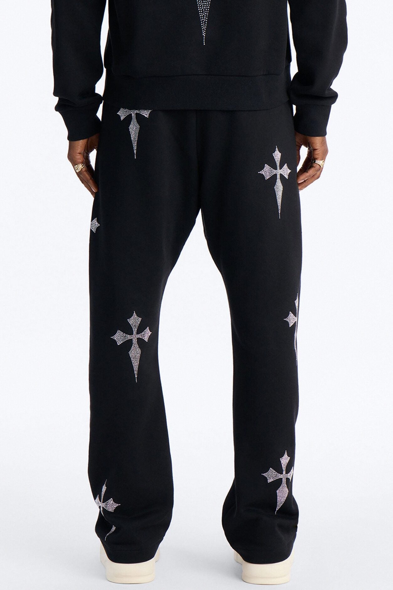 Faith By The Cross Rhinestones Sweatpants - Black image 6