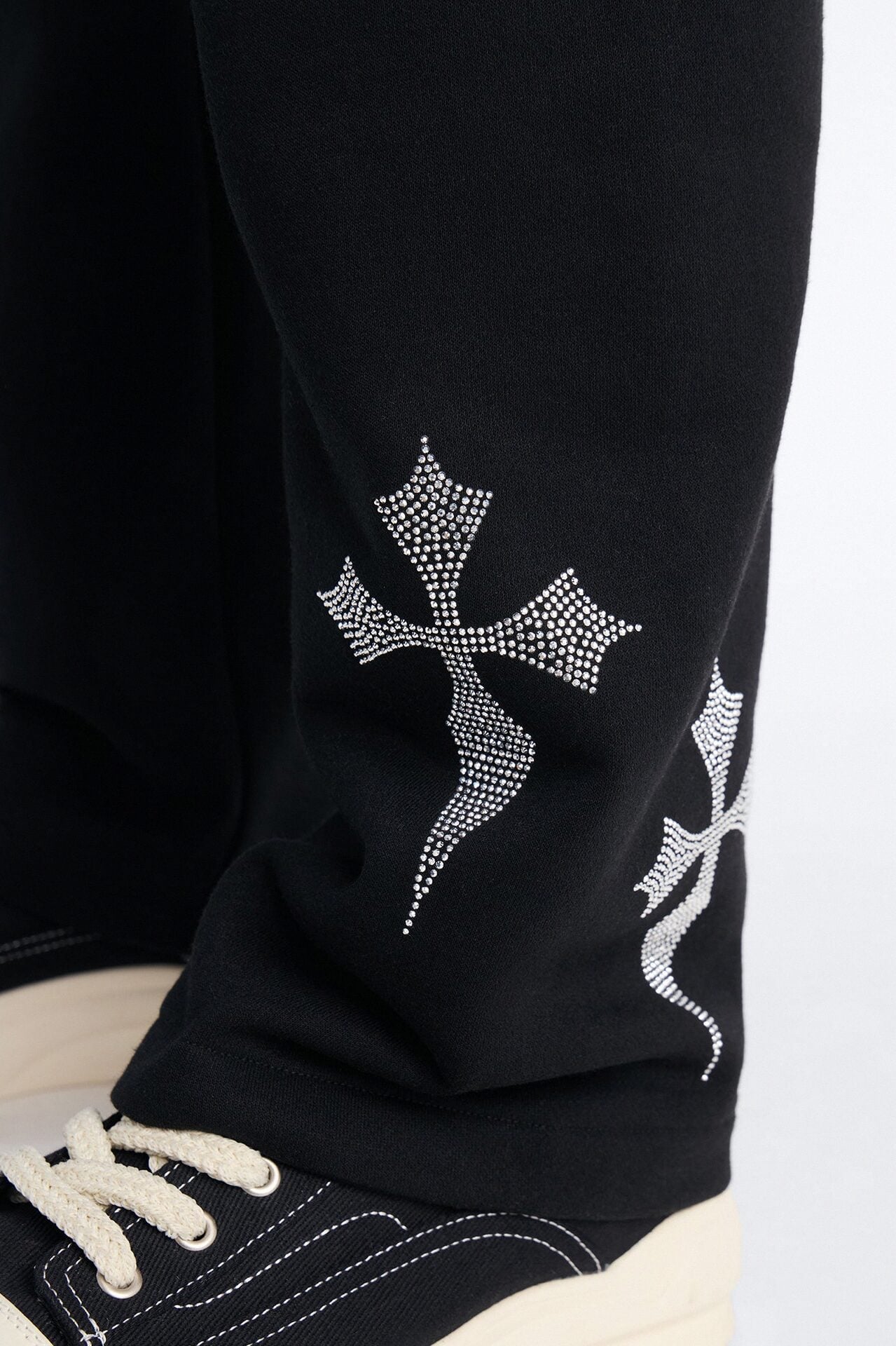 Faith By The Cross Rhinestones Sweatpants - Black image 5