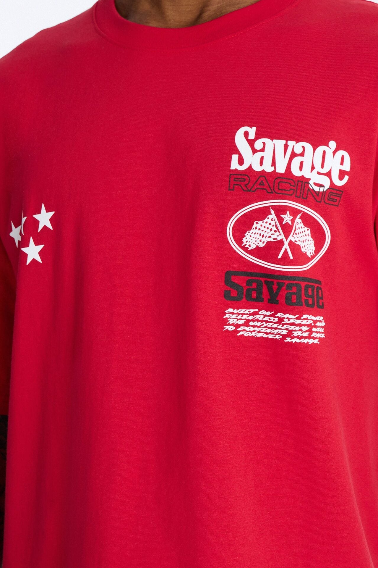 Savage Racing Insticts Boxy Short Sleeve Tee - Red image 3