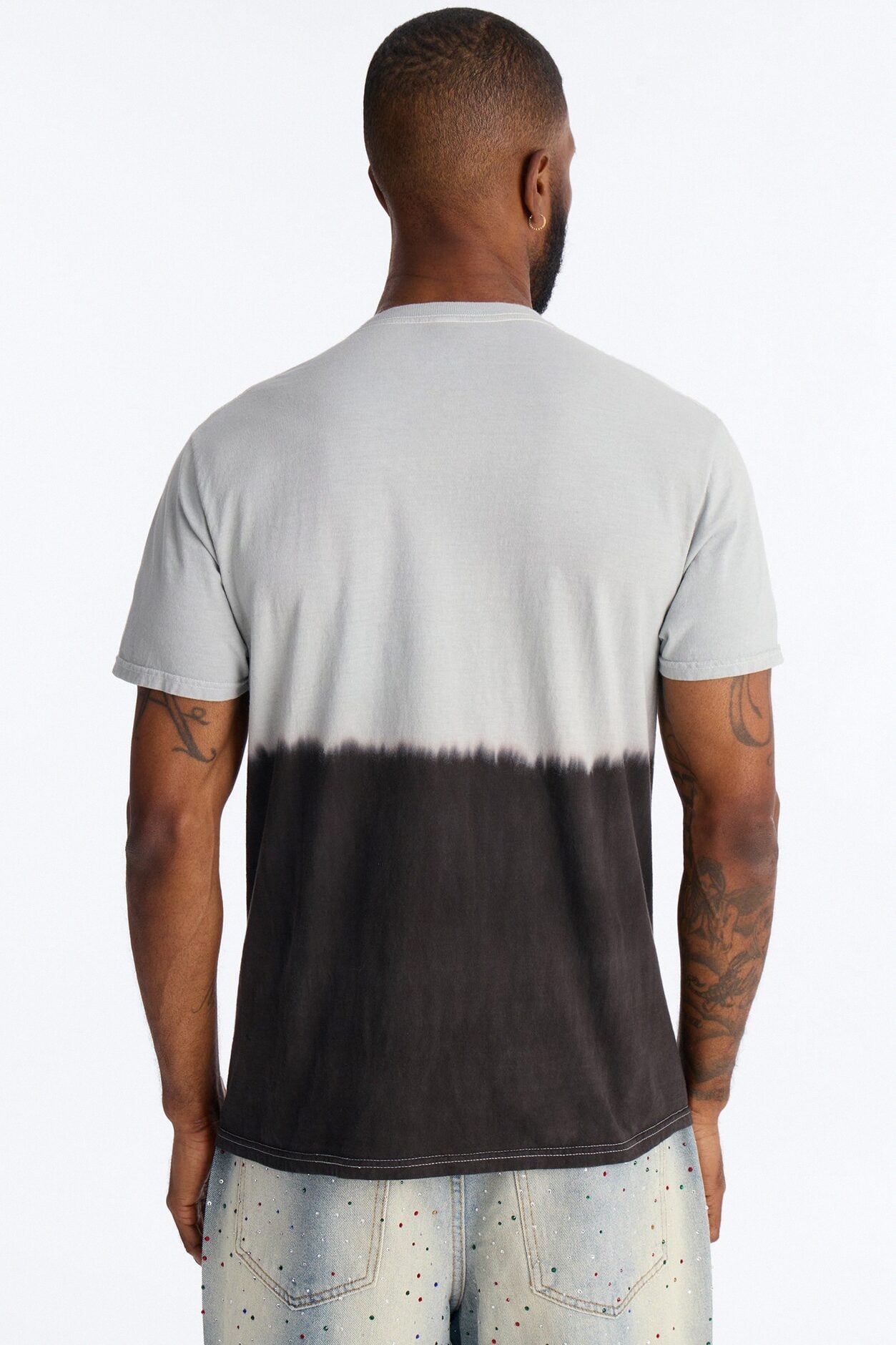 God's Plan Dip-Dye Graphic Short Sleeve Tee - Grey/Black image 4