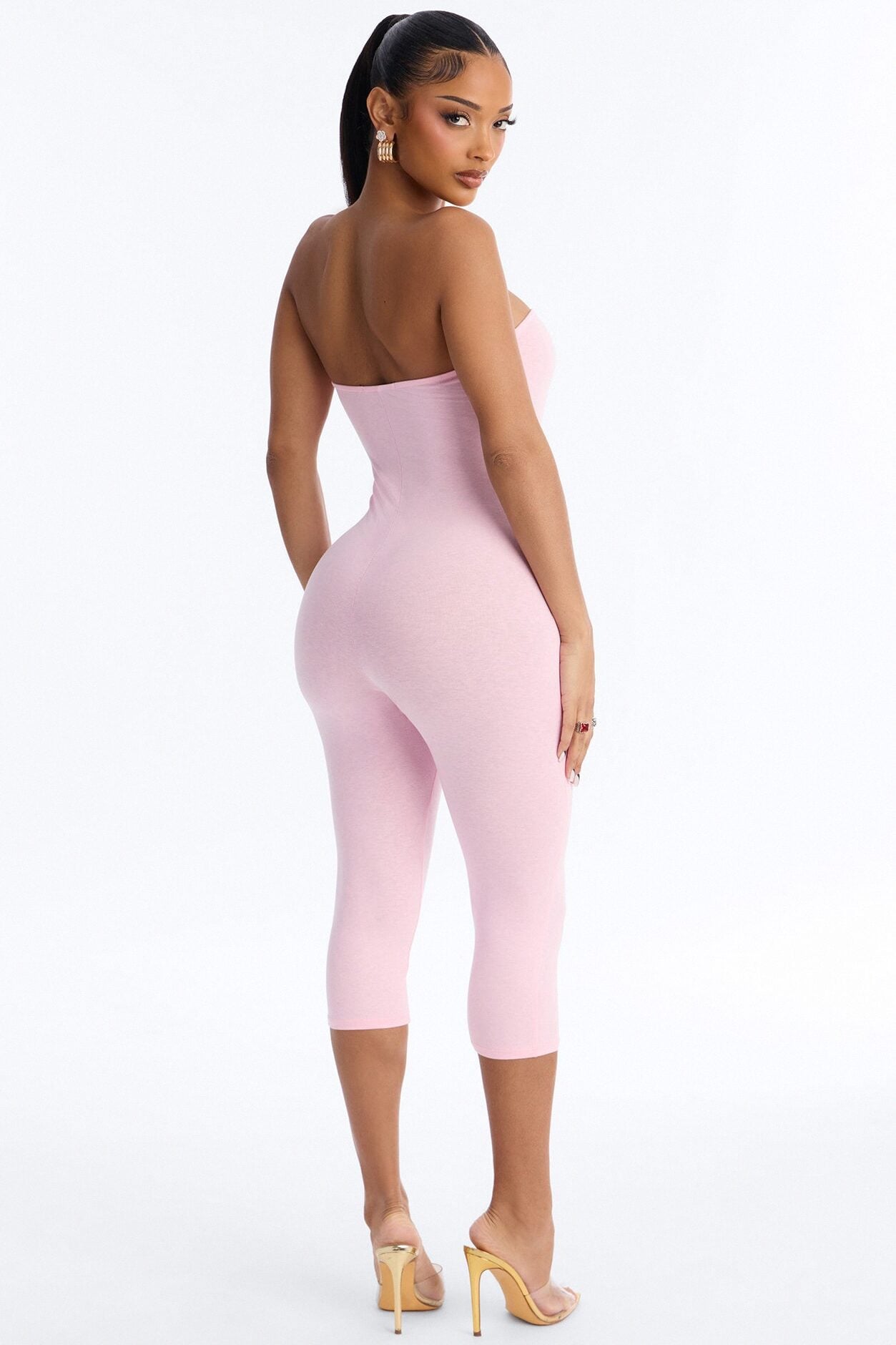 Sienna Strapless Capri Jumpsuit - Pink image 3