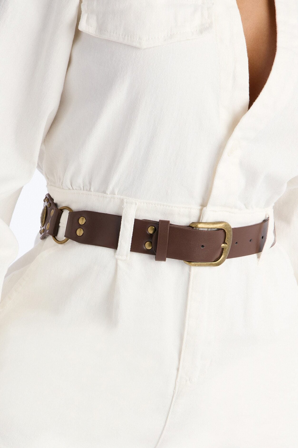 Off To La Quinta Belted Romper - Off White image 3