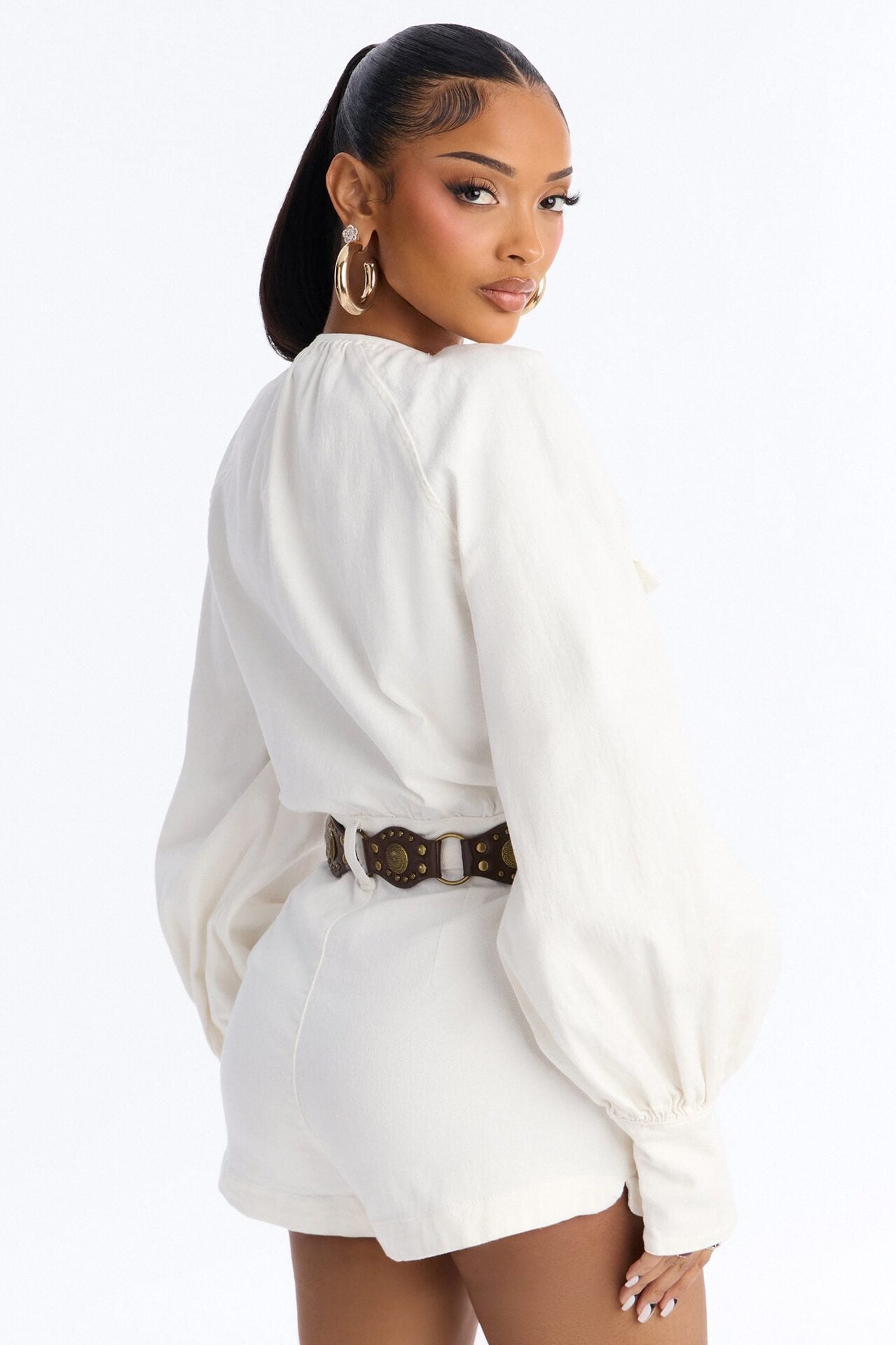 Off To La Quinta Belted Romper - Off White image 4