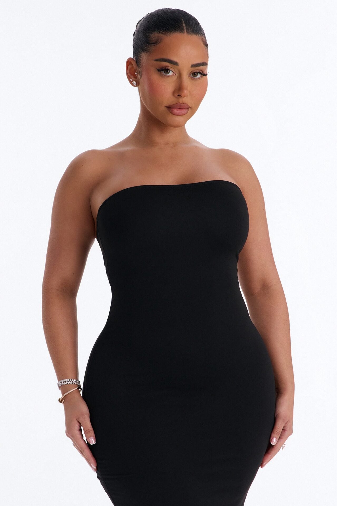 Kimmy Double Lined Strapless Midi Dress - Black image 2