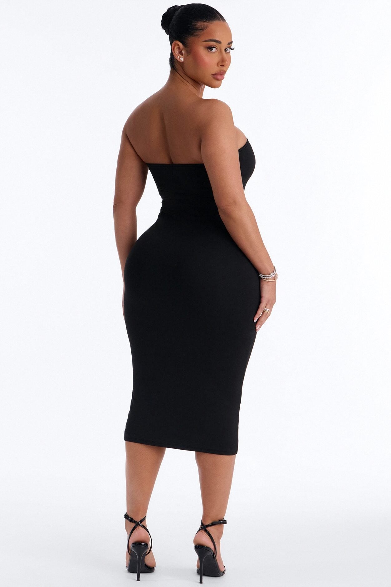 Kimmy Double Lined Strapless Midi Dress - Black image 4