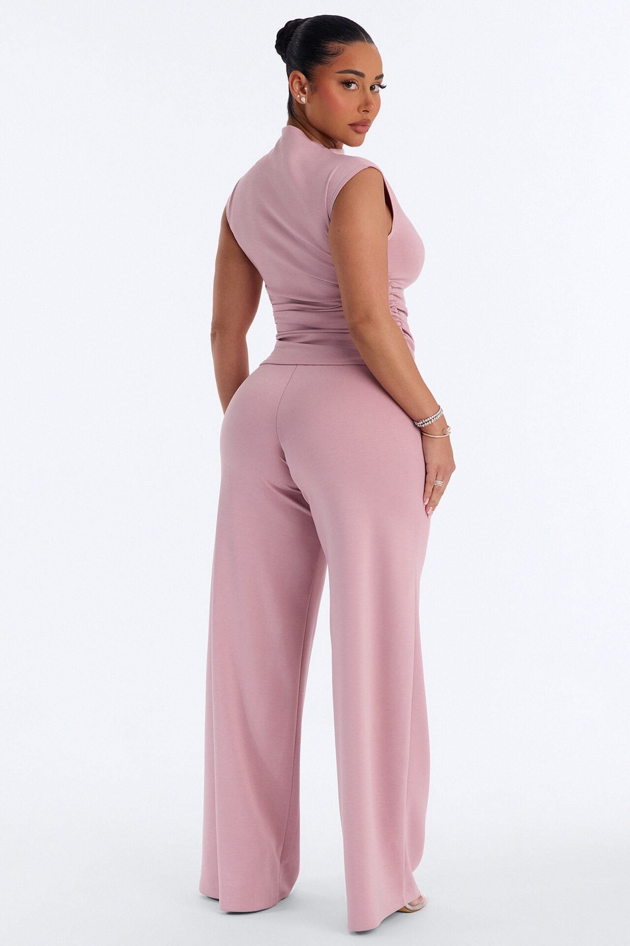 Kiana Sleeveless Mock Neck Pant Set - Mauve image 4