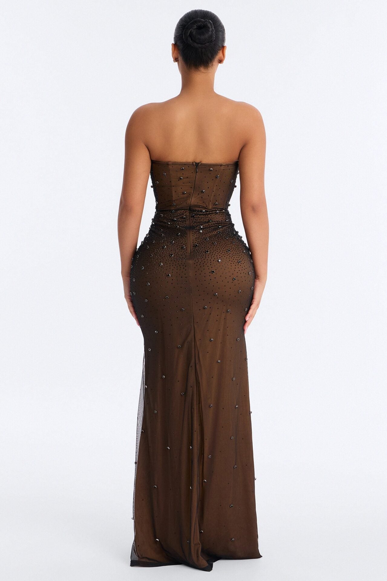 Zola Corset Rhinestone Mesh Gown - Black image 3