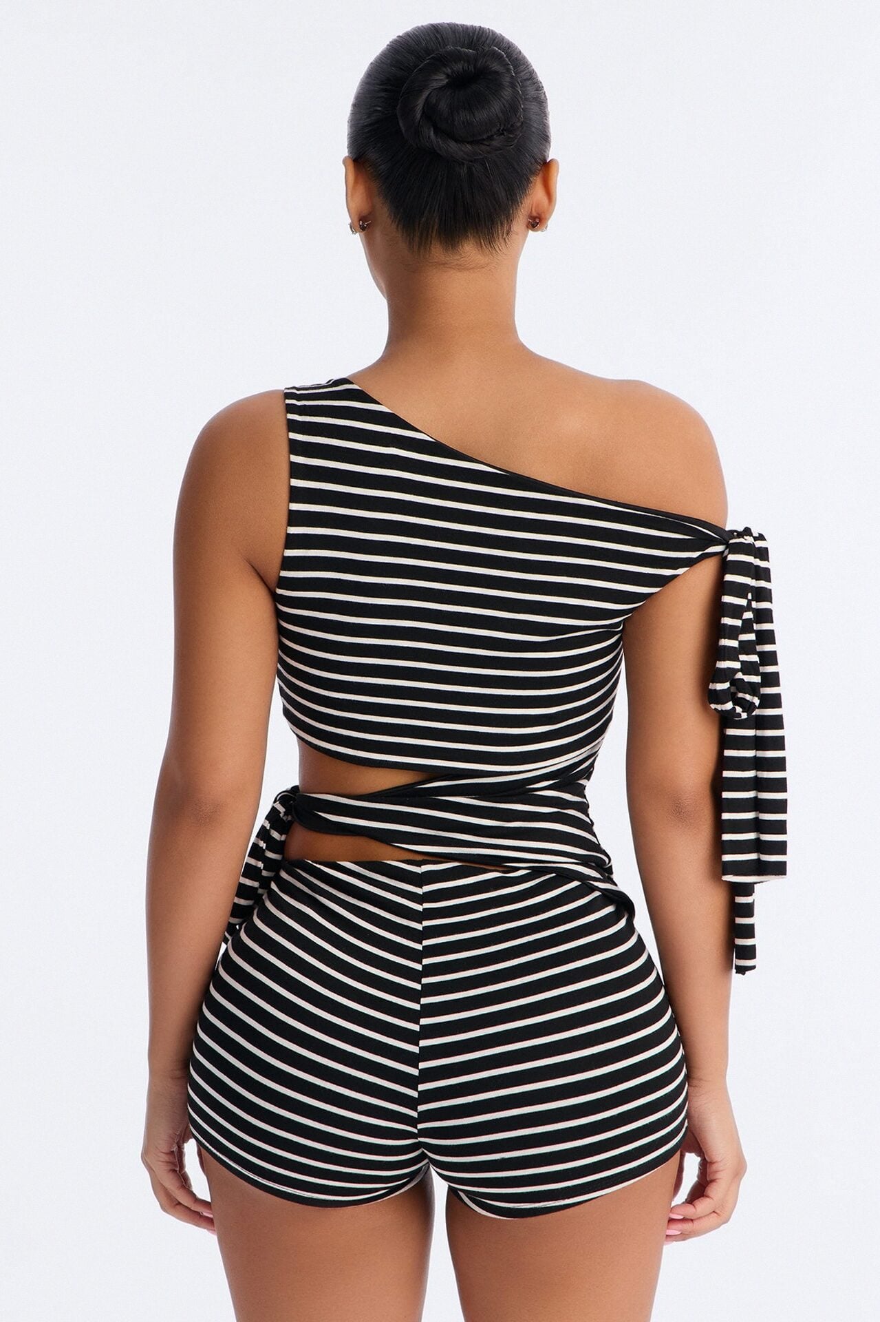 Rio Striped Cut Out Romper - Black/White image 3