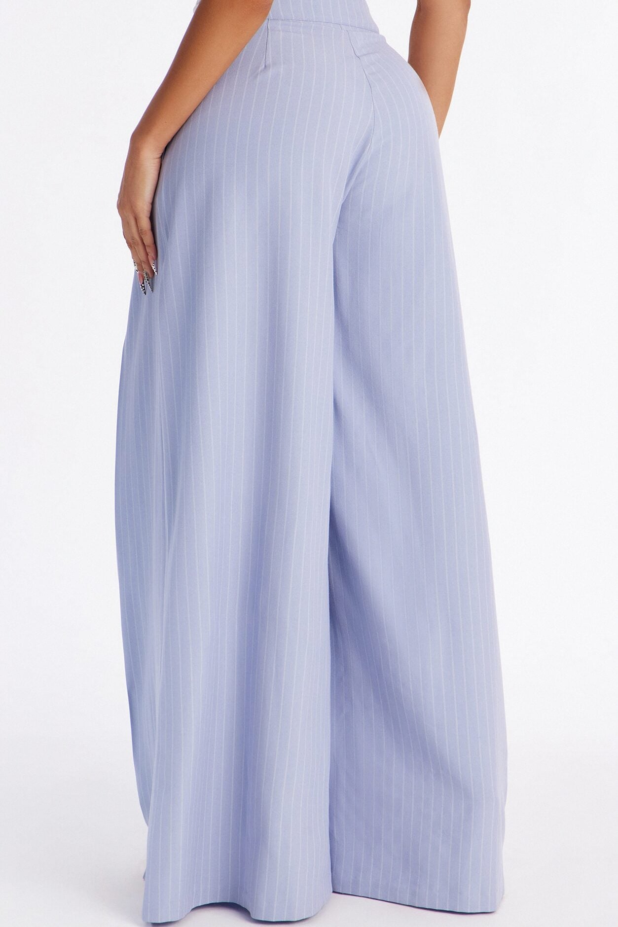 Catch A Break Pinstripe Wide Leg Pant 33″ - Blue/combo image 3