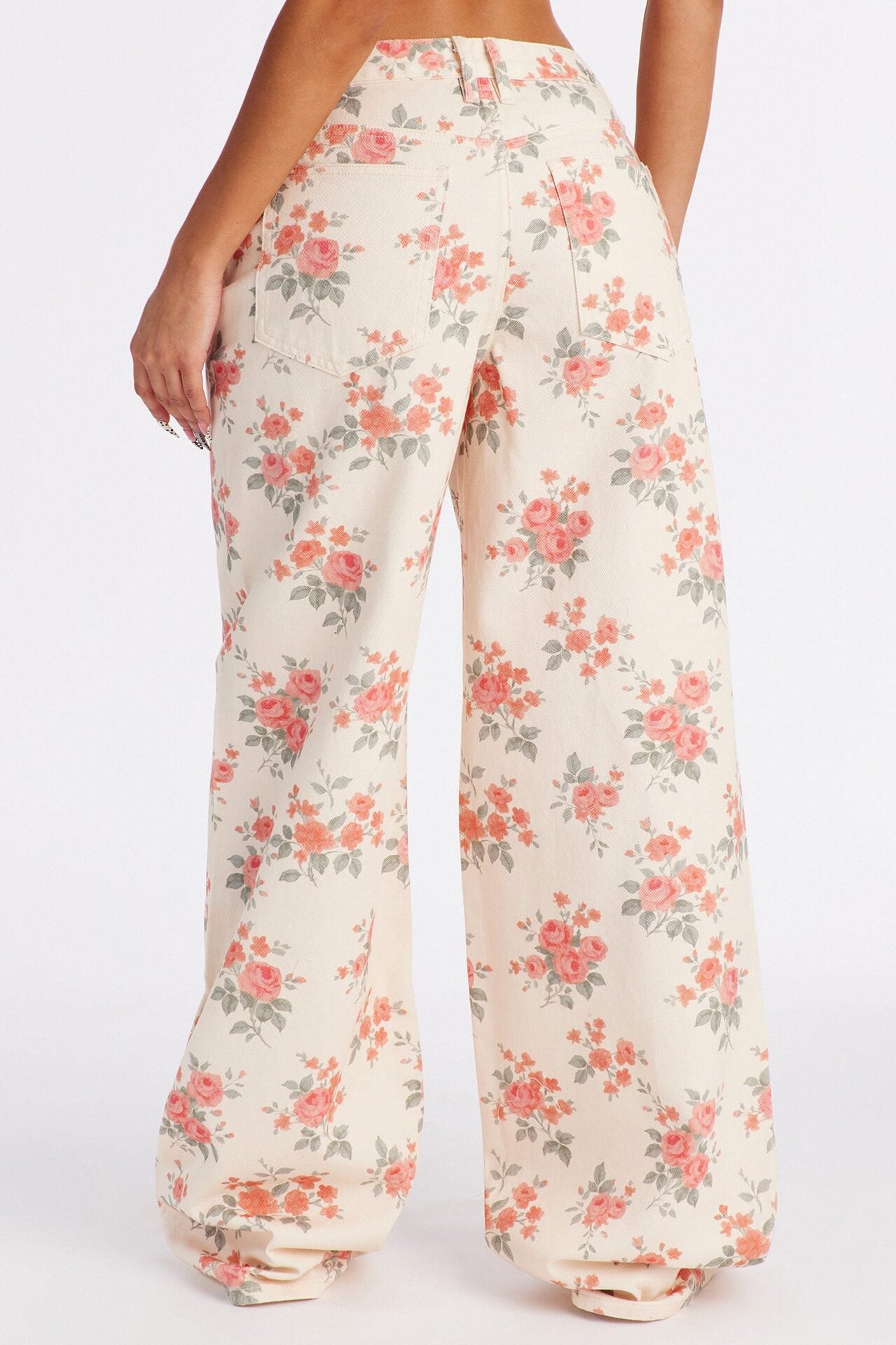 Tea Time Floral Wide Leg Jeans - Cream/combo image 3