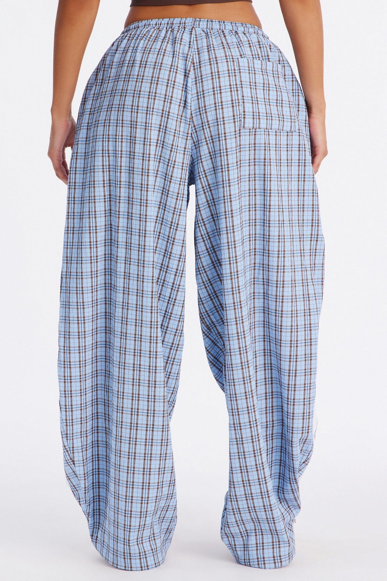 Kori Mid Rise Plaid Wide Leg Pant 31″ - Blue/combo image 4