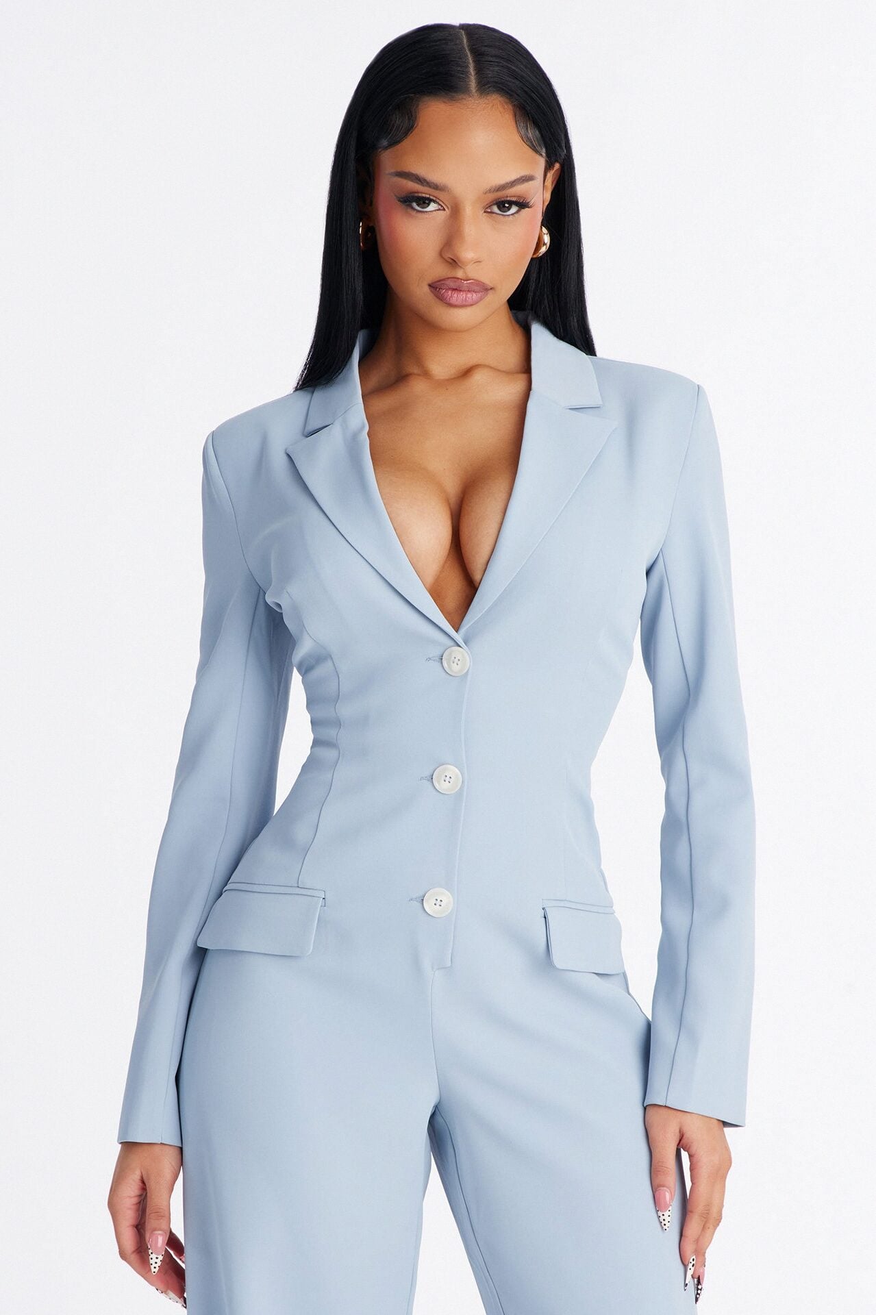 Office Hours Wide Leg Jumpsuit - Dusty Blue image 2
