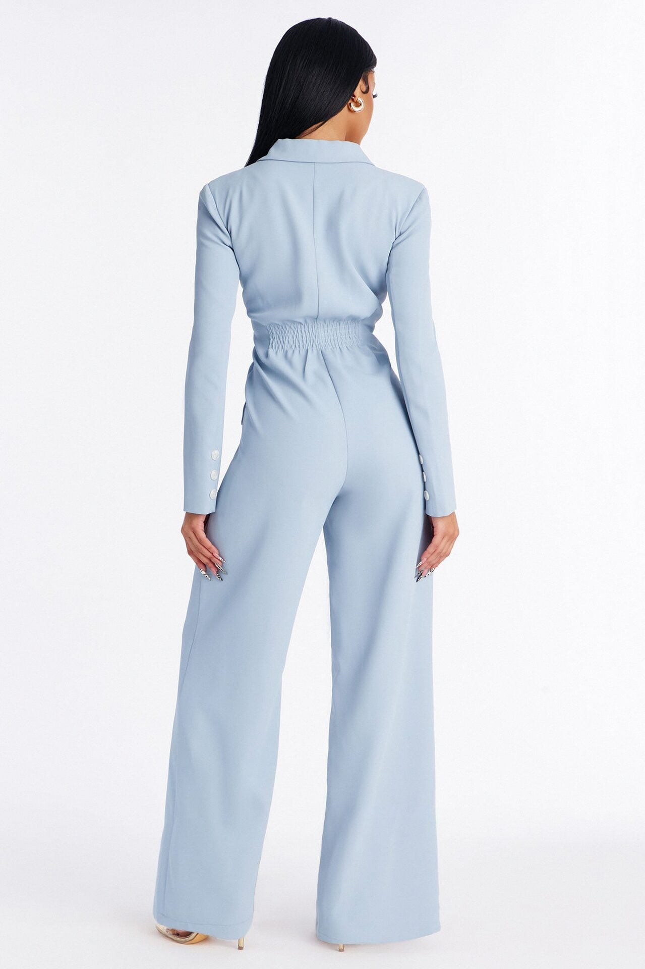 Office Hours Wide Leg Jumpsuit - Dusty Blue image 3