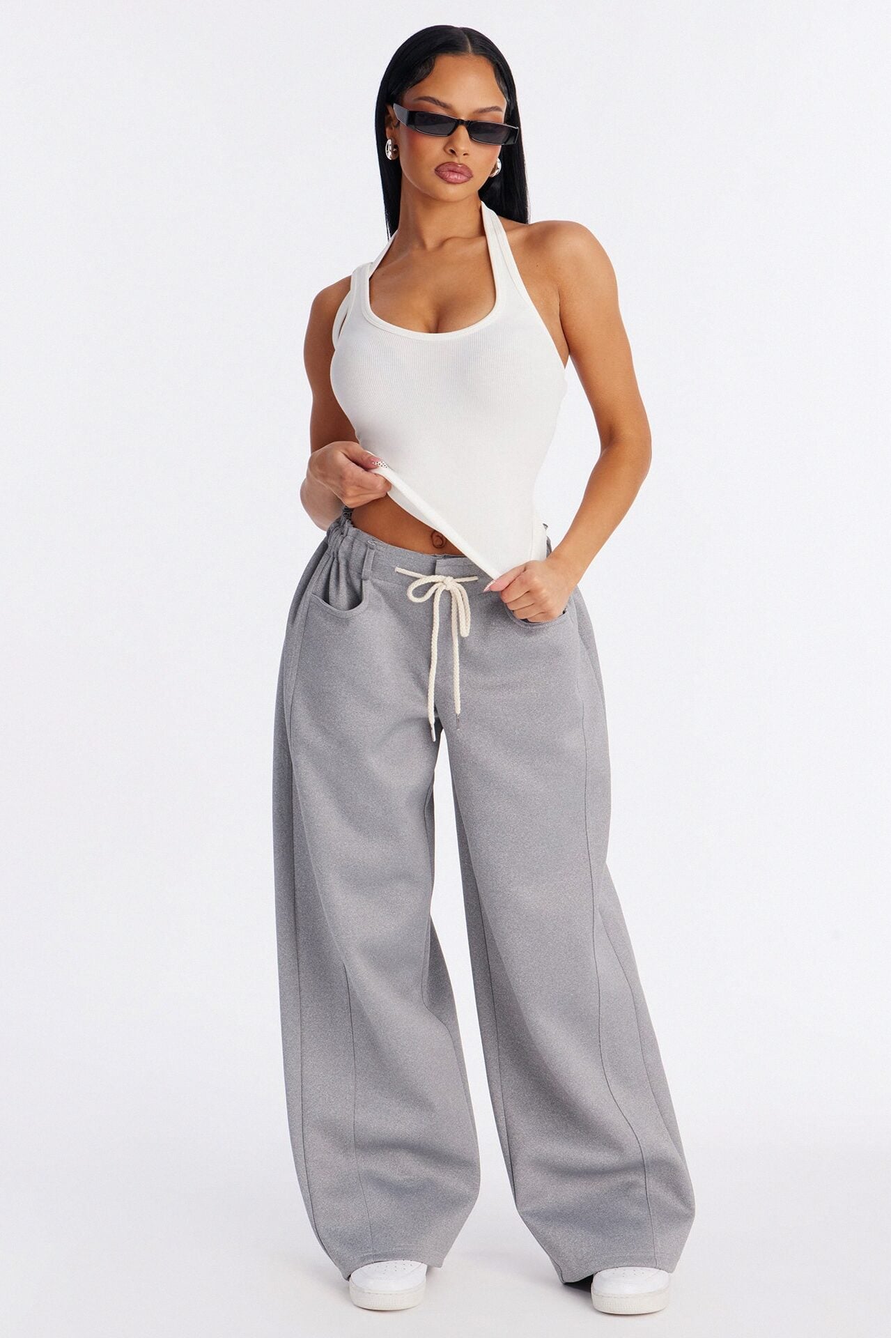 City Streets Ribbed Layered Off Shoulder Halter Top - White image 2