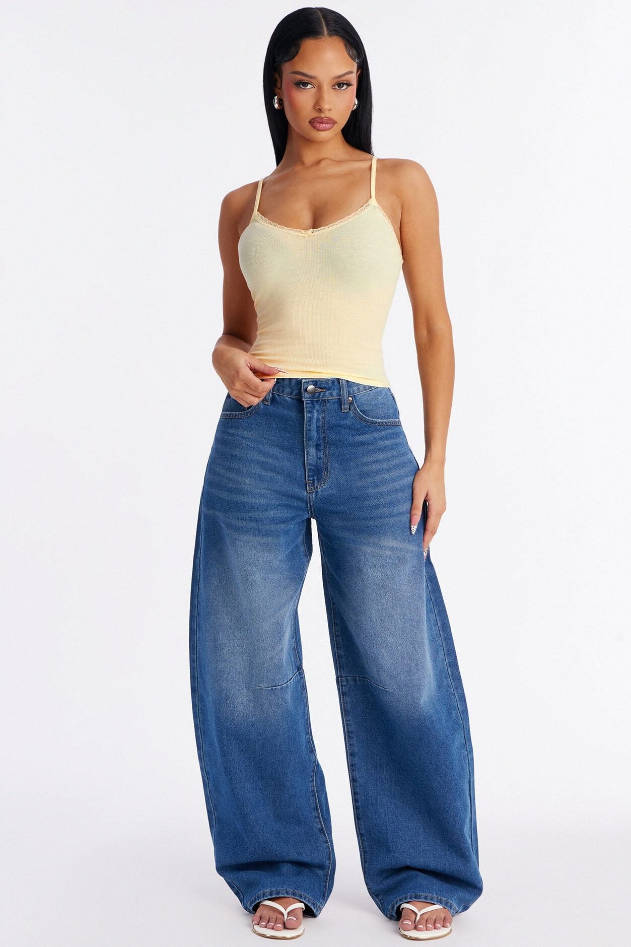 Nellie Basic Lace Trim Cami Top - Yellow image 2