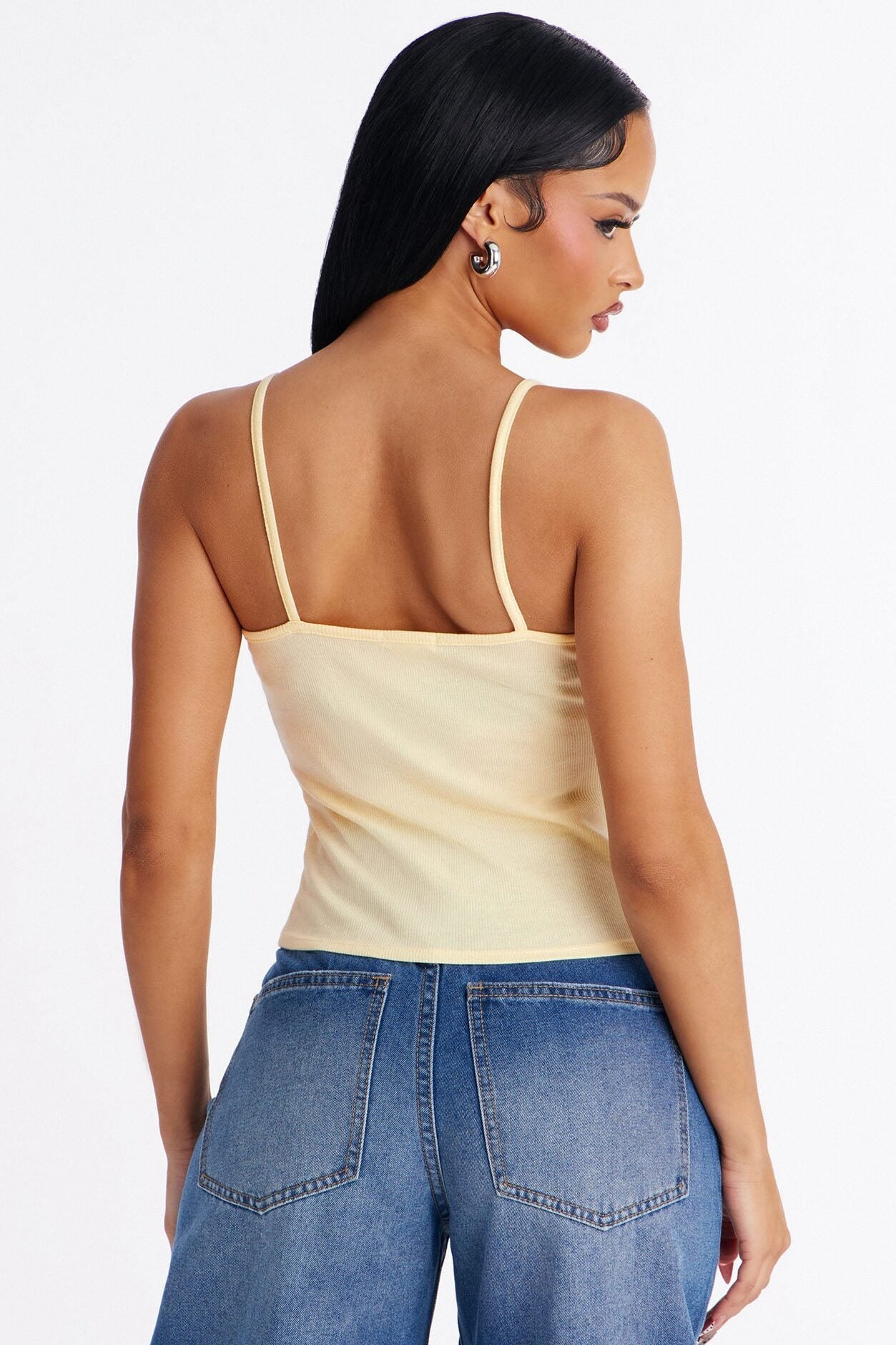 Nellie Basic Lace Trim Cami Top - Yellow image 3