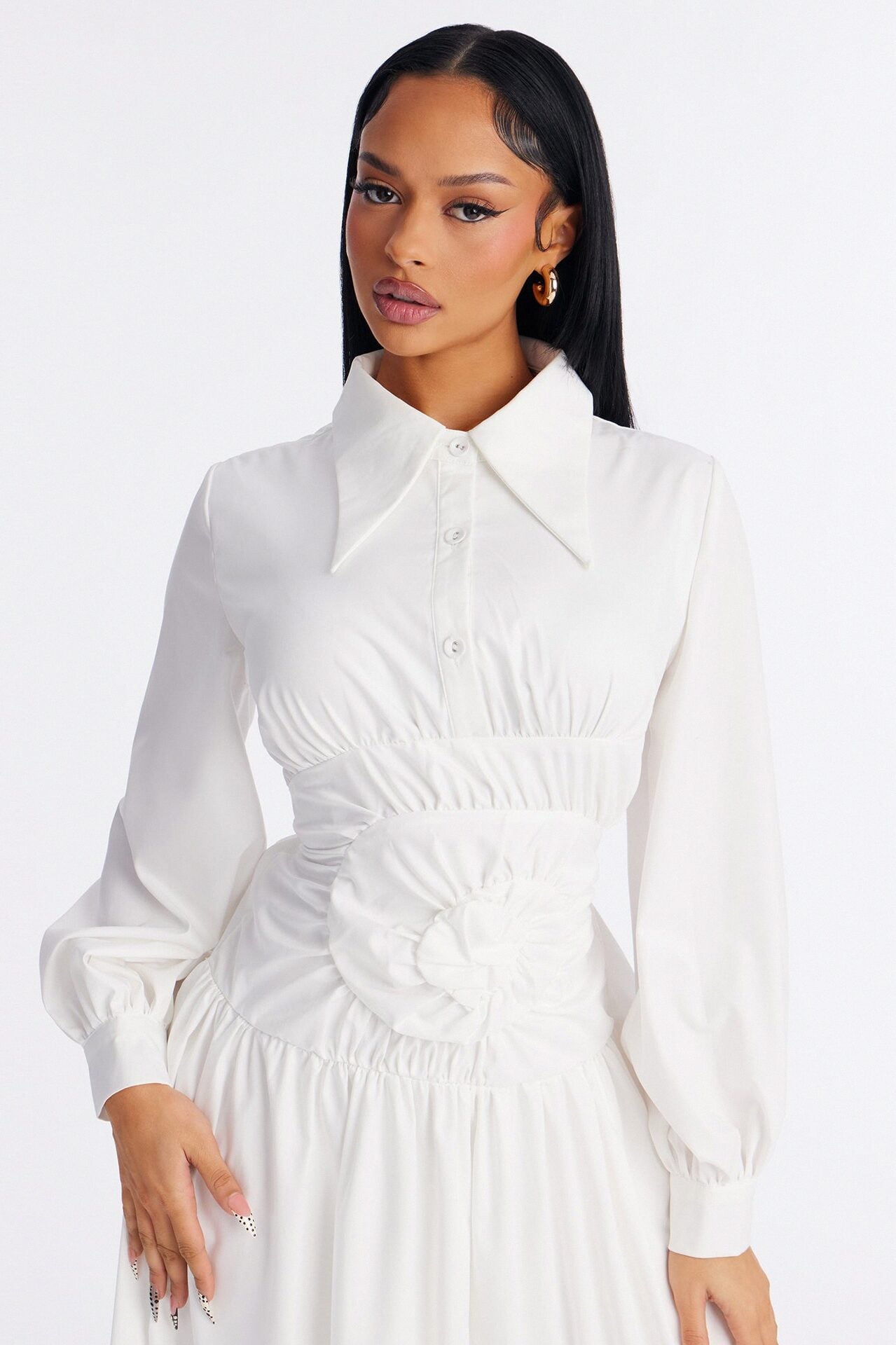 Muse In Motion Ruched Maxi Dress - White image 2