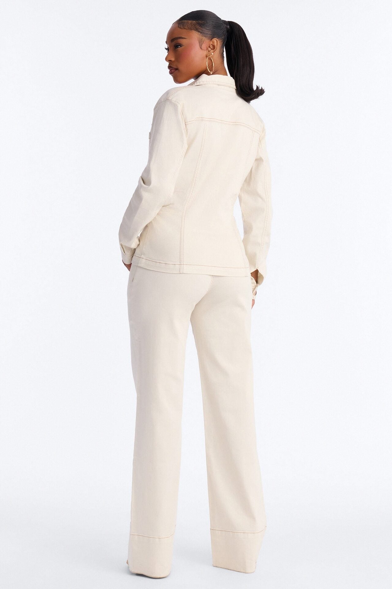 Kylie Denim Pant Set - White image 4
