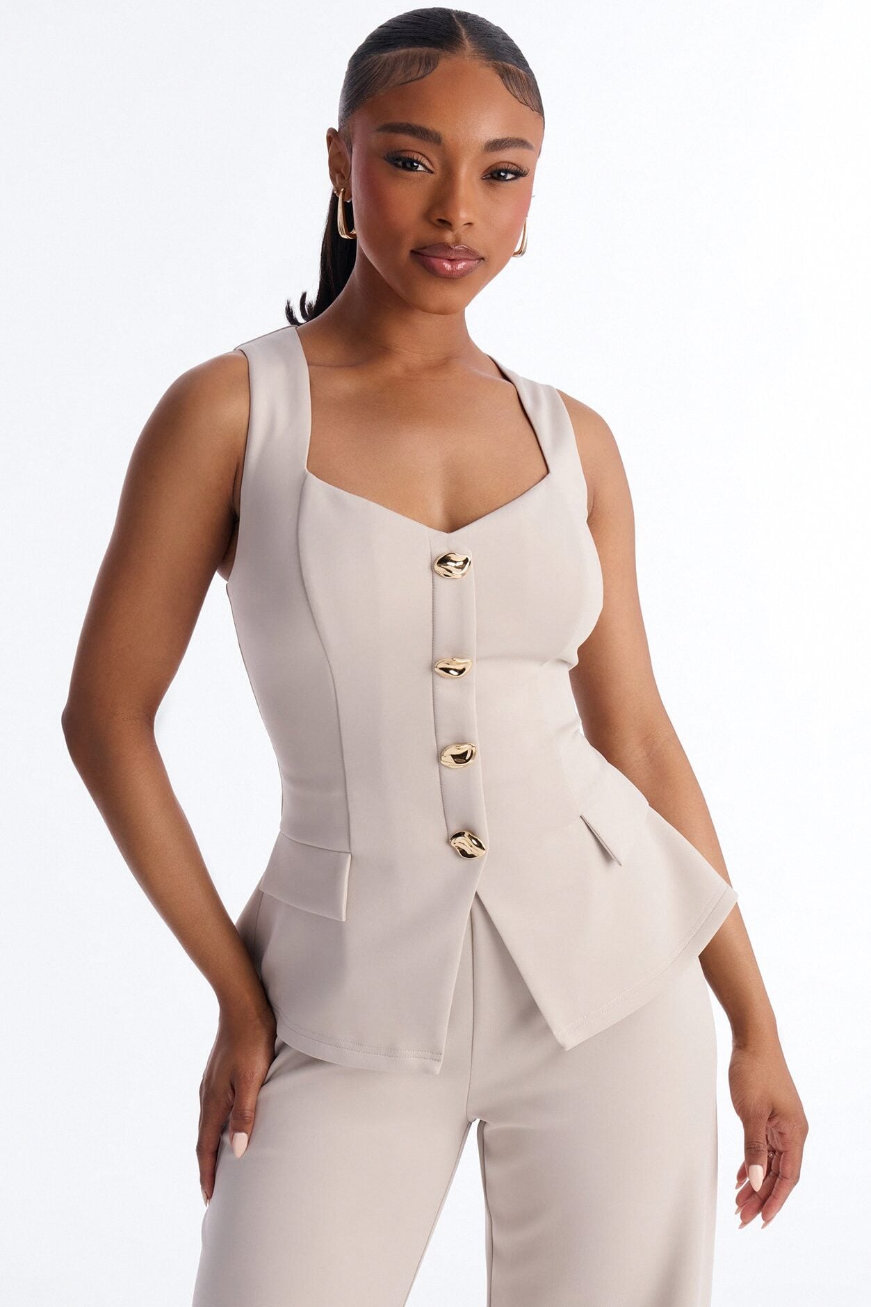 Gracia Hardware Wide Leg Jumpsuit - Stone image 2
