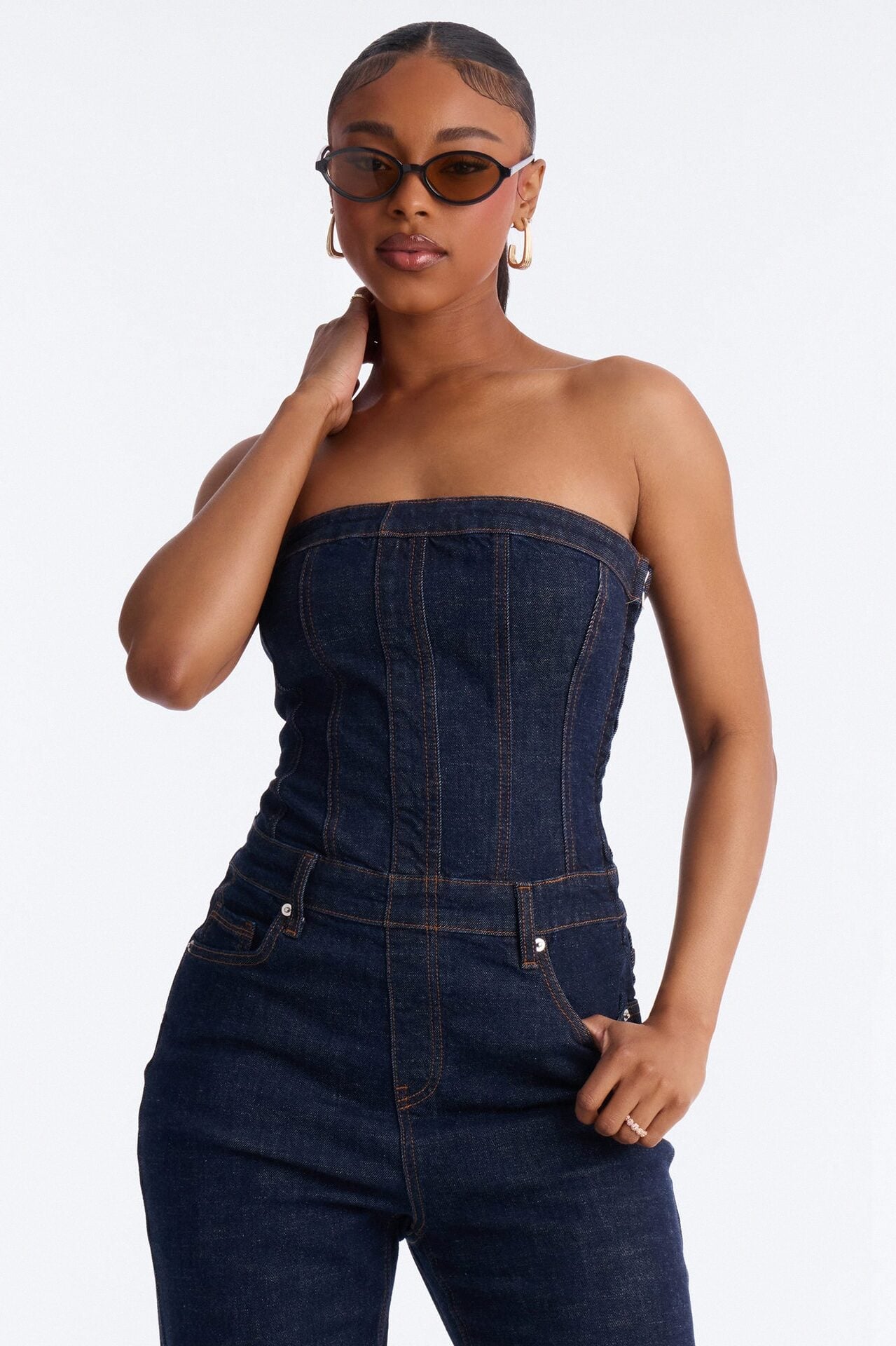 Street Blues Denim Jumpsuit - Dark Wash image 2