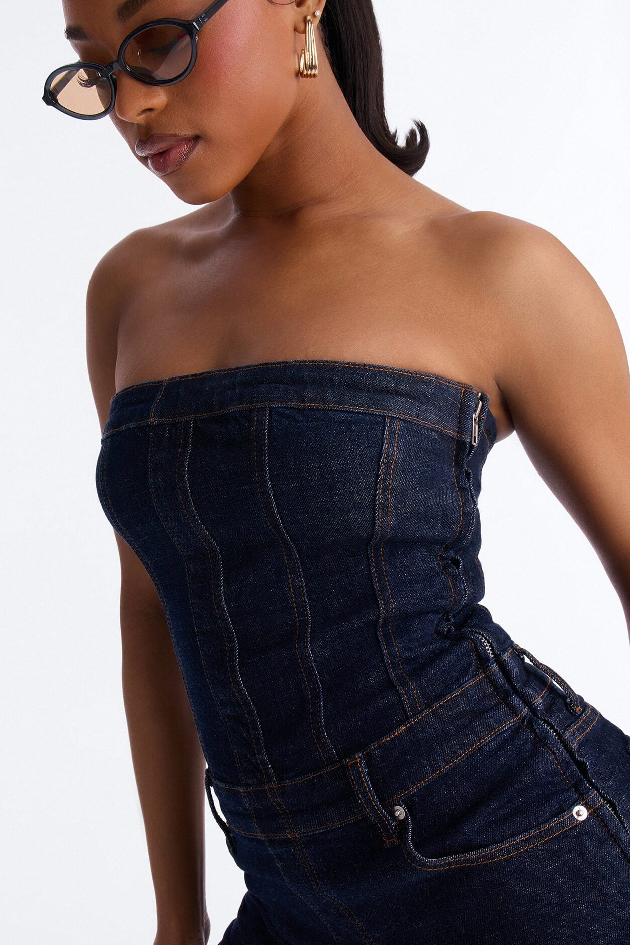 Street Blues Denim Jumpsuit - Dark Wash image 3