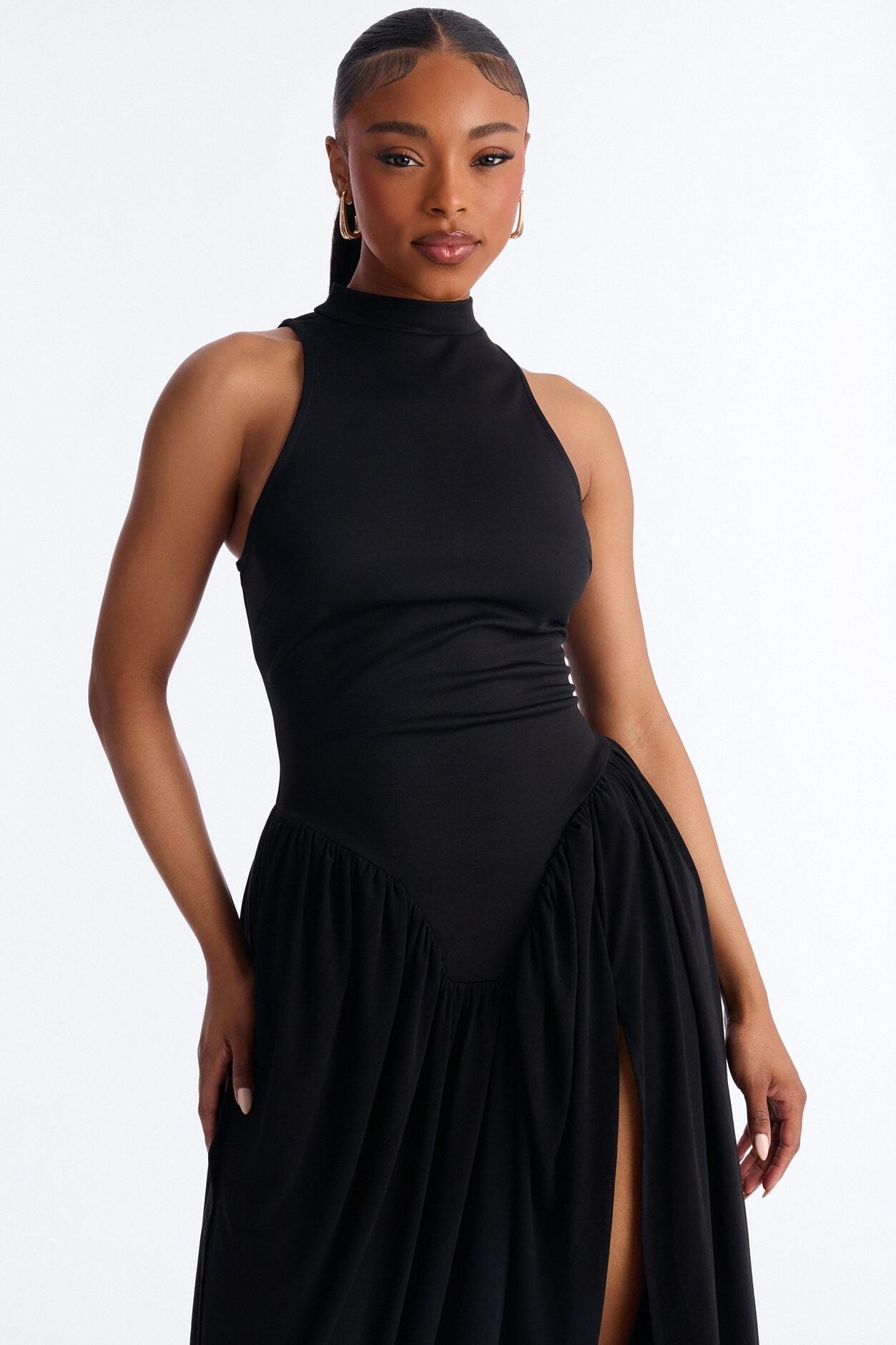 Classic Charm Drop Waist Maxi Dress - Black image 2