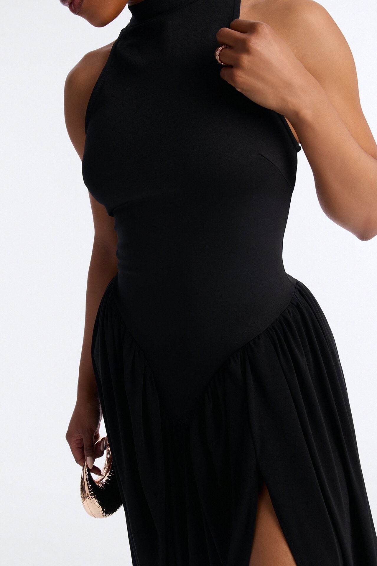 Classic Charm Drop Waist Maxi Dress - Black image 3