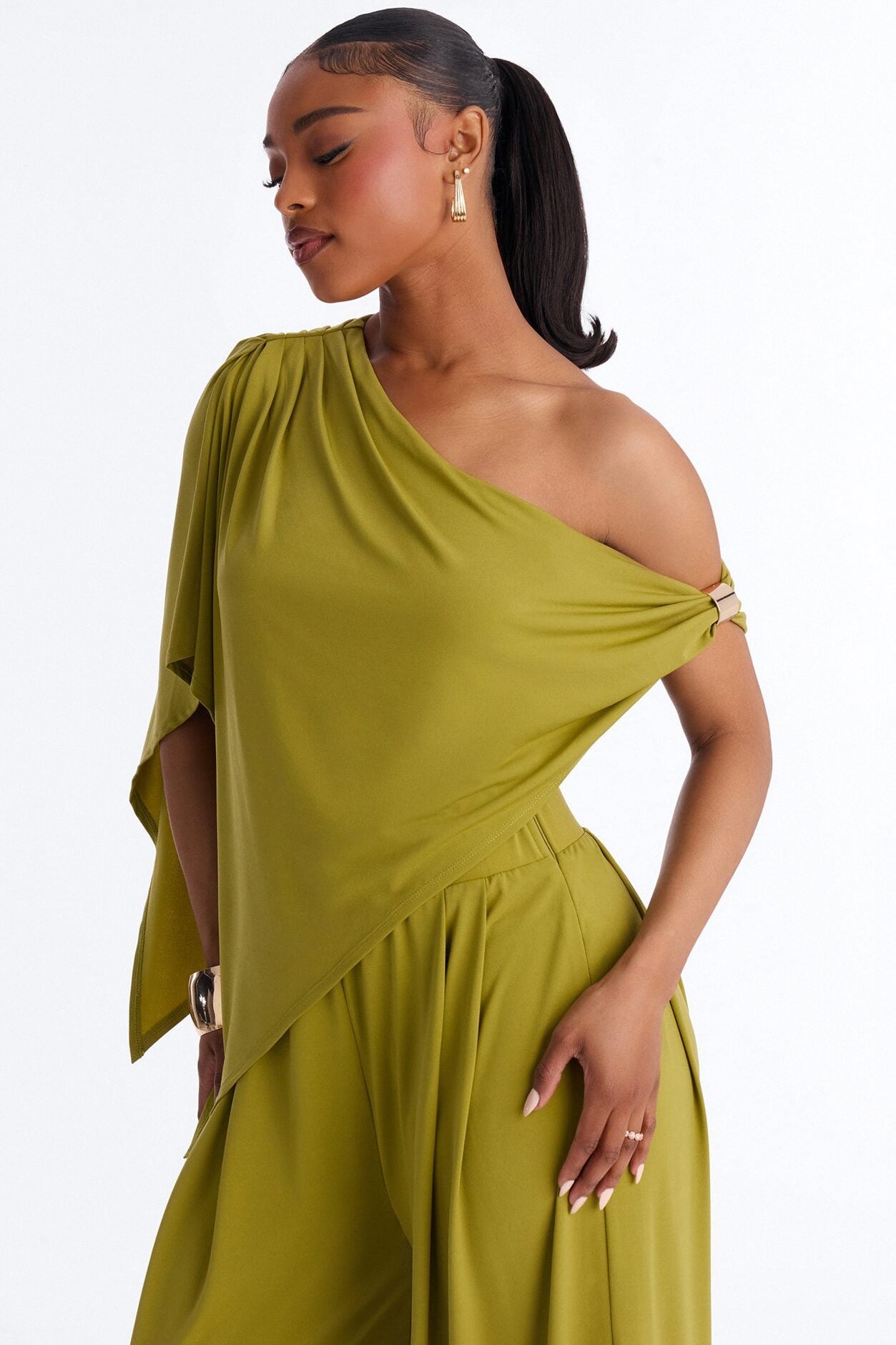 Shanti Asymmetrical Wide Leg Jumpsuit - Green image 2