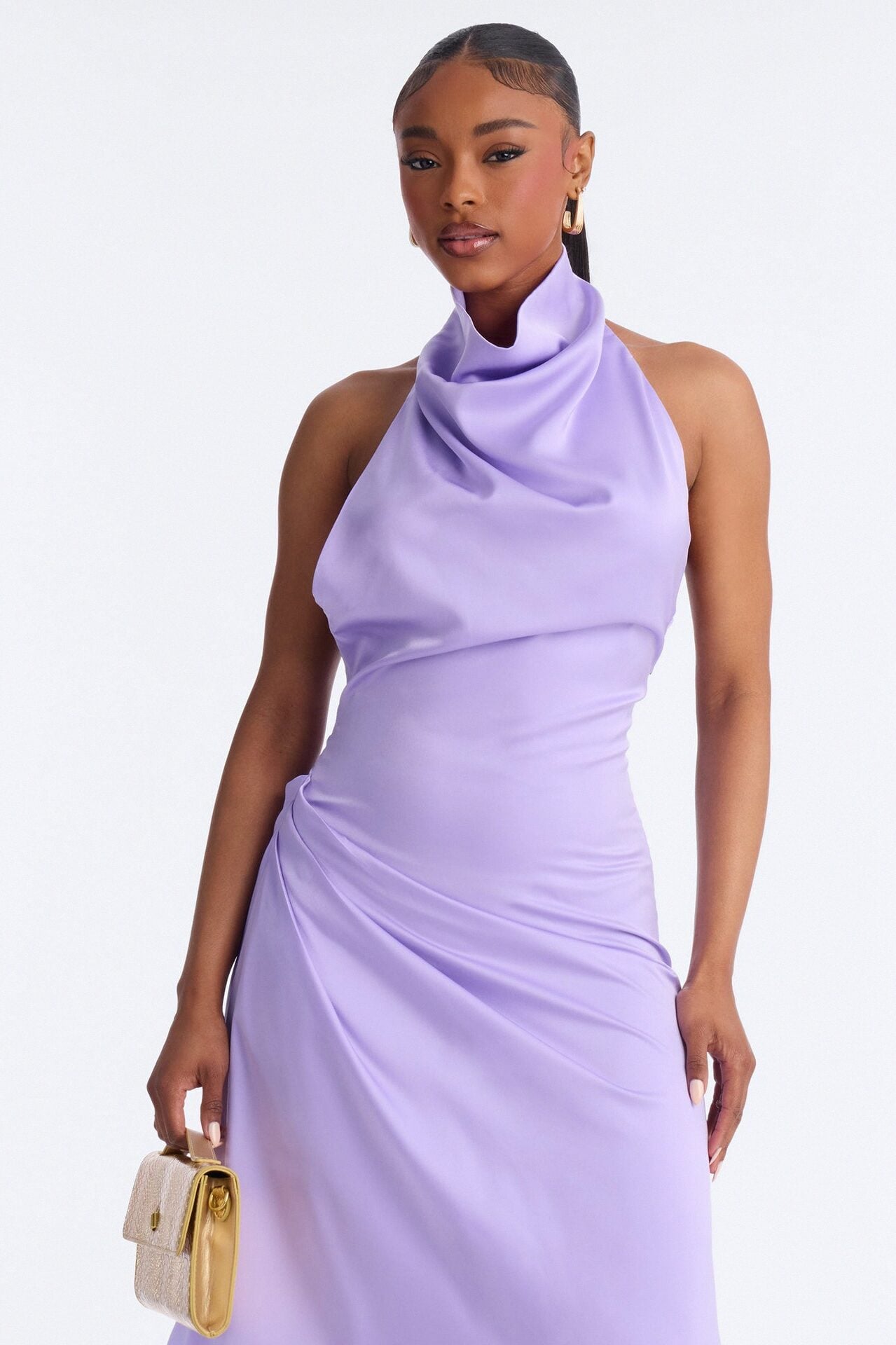 Stella Sleeveless Satin Maxi Dress - Lilac image 2