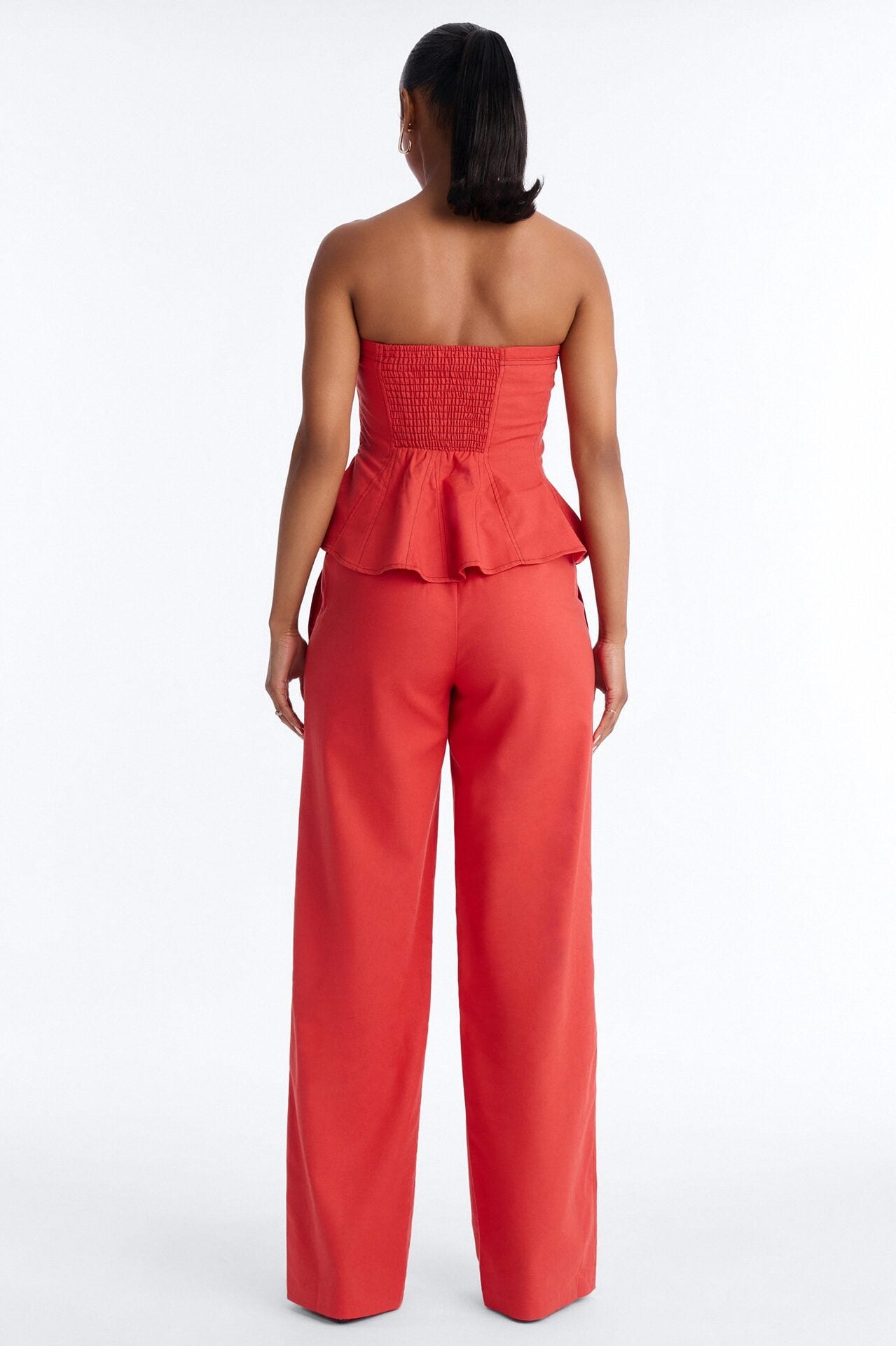 Olivia Linen Strapless Pant Set - Red image 4