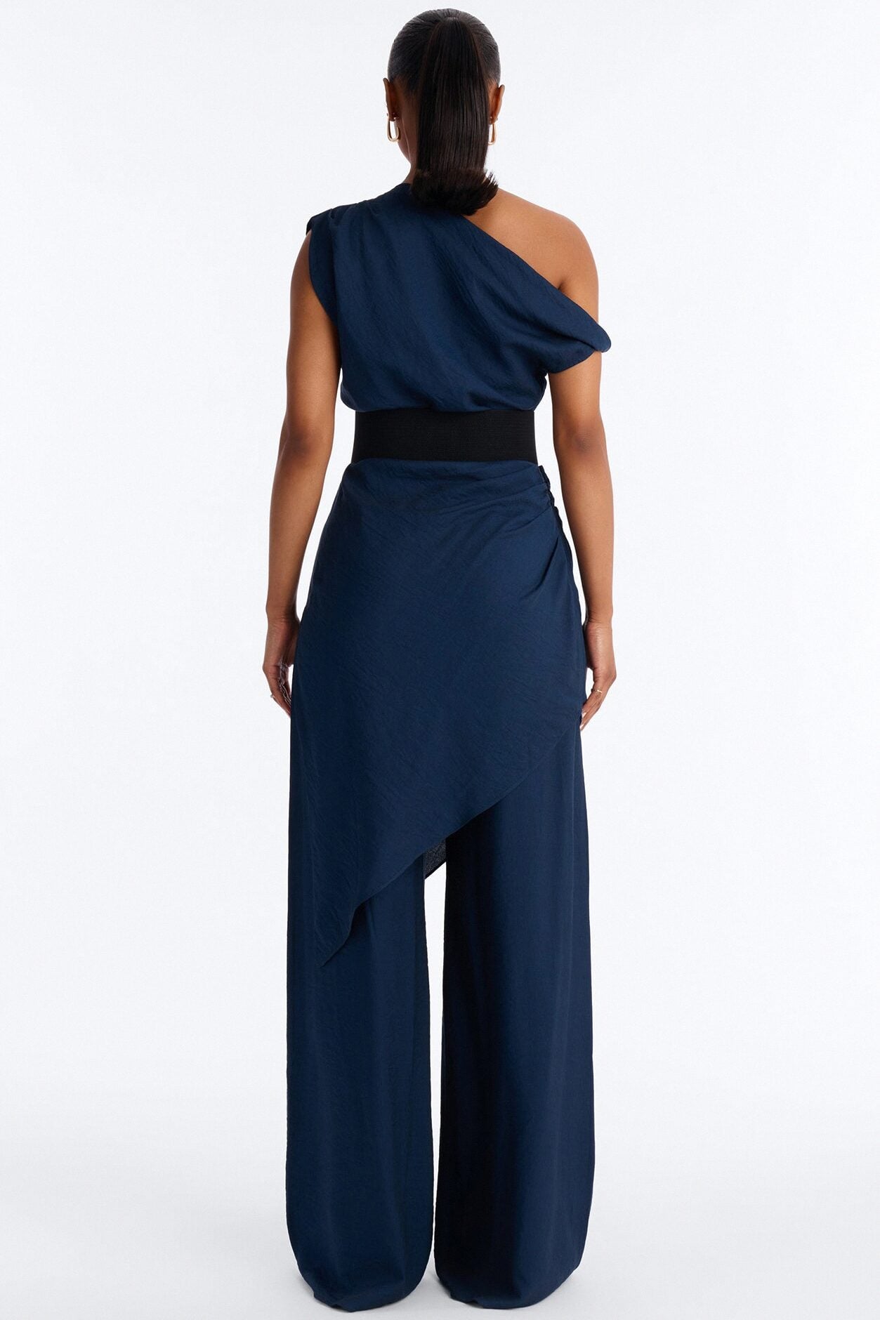 Willow Belted Asymmetrical Pant Set - Navy image 4