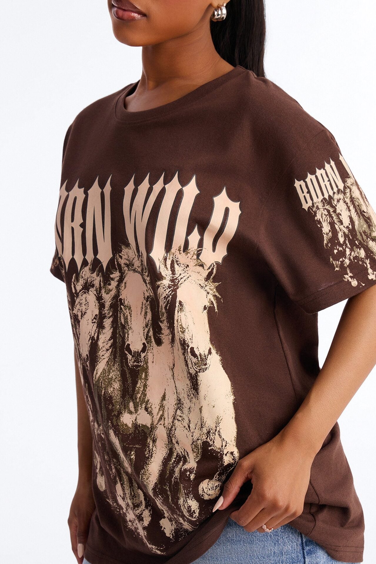 Born Wild Western Tee - Chocolate image 3