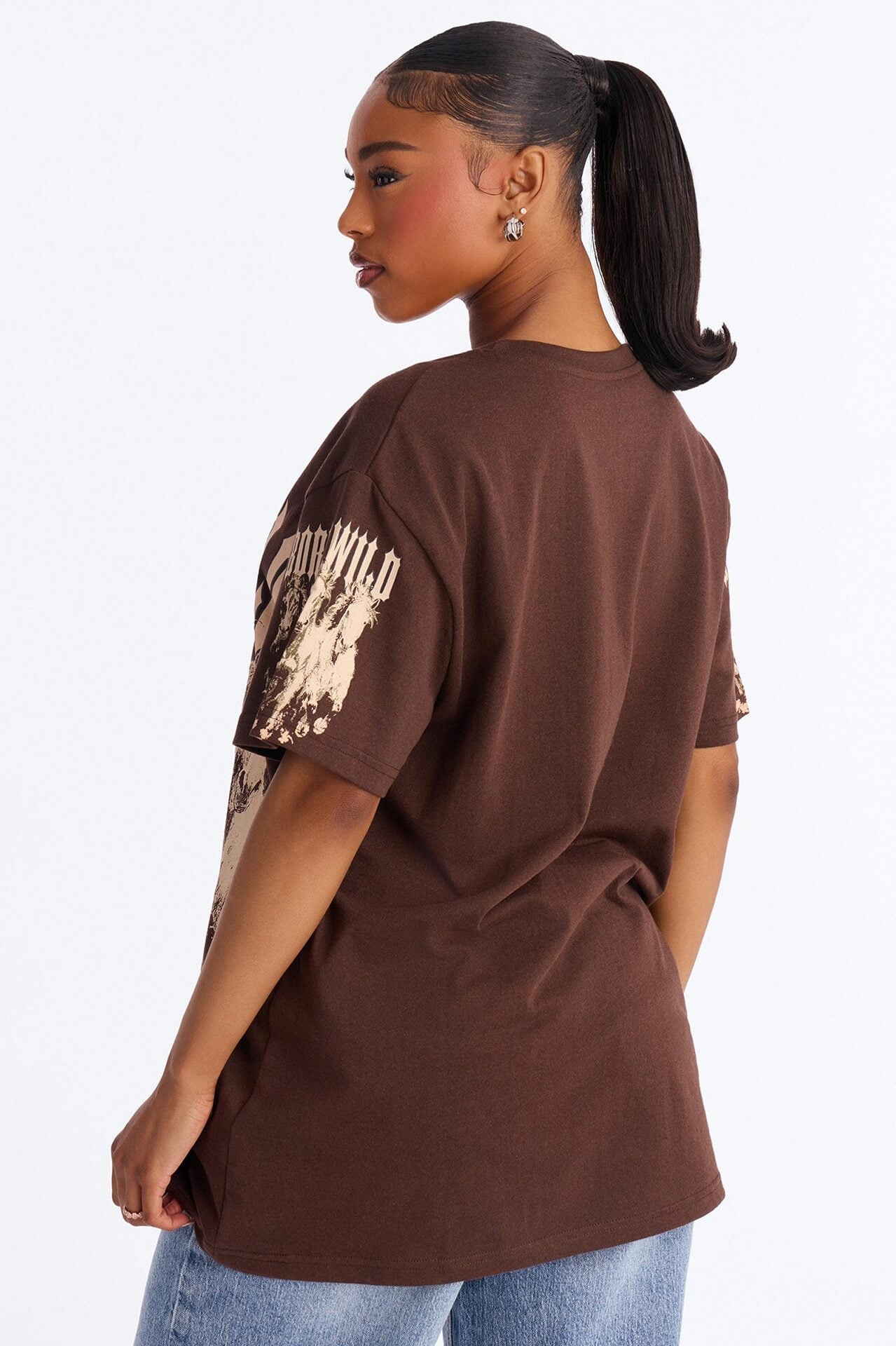 Born Wild Western Tee - Chocolate image 4