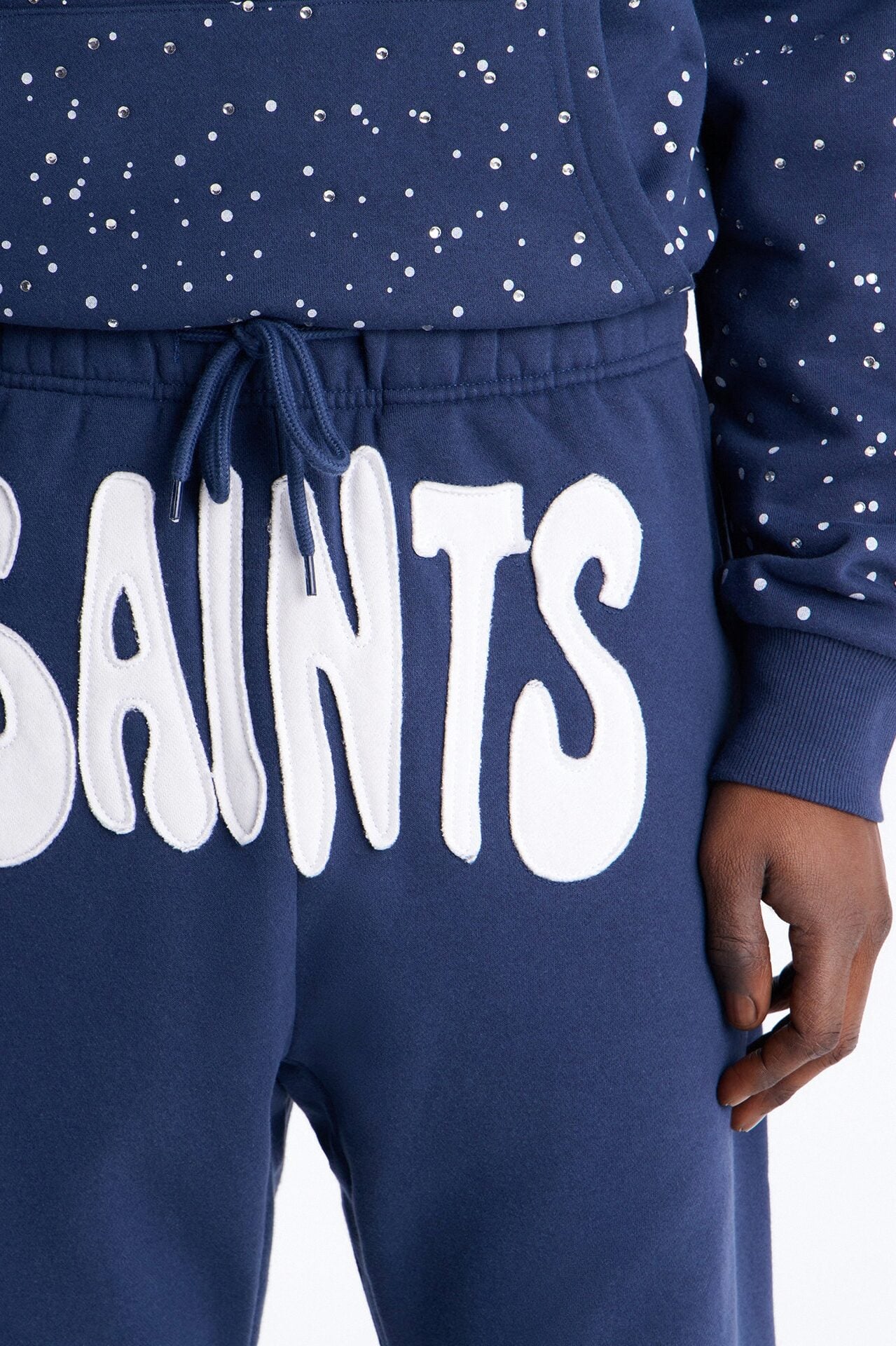 Saints Rhinestones Sweatpants - Navy image 3