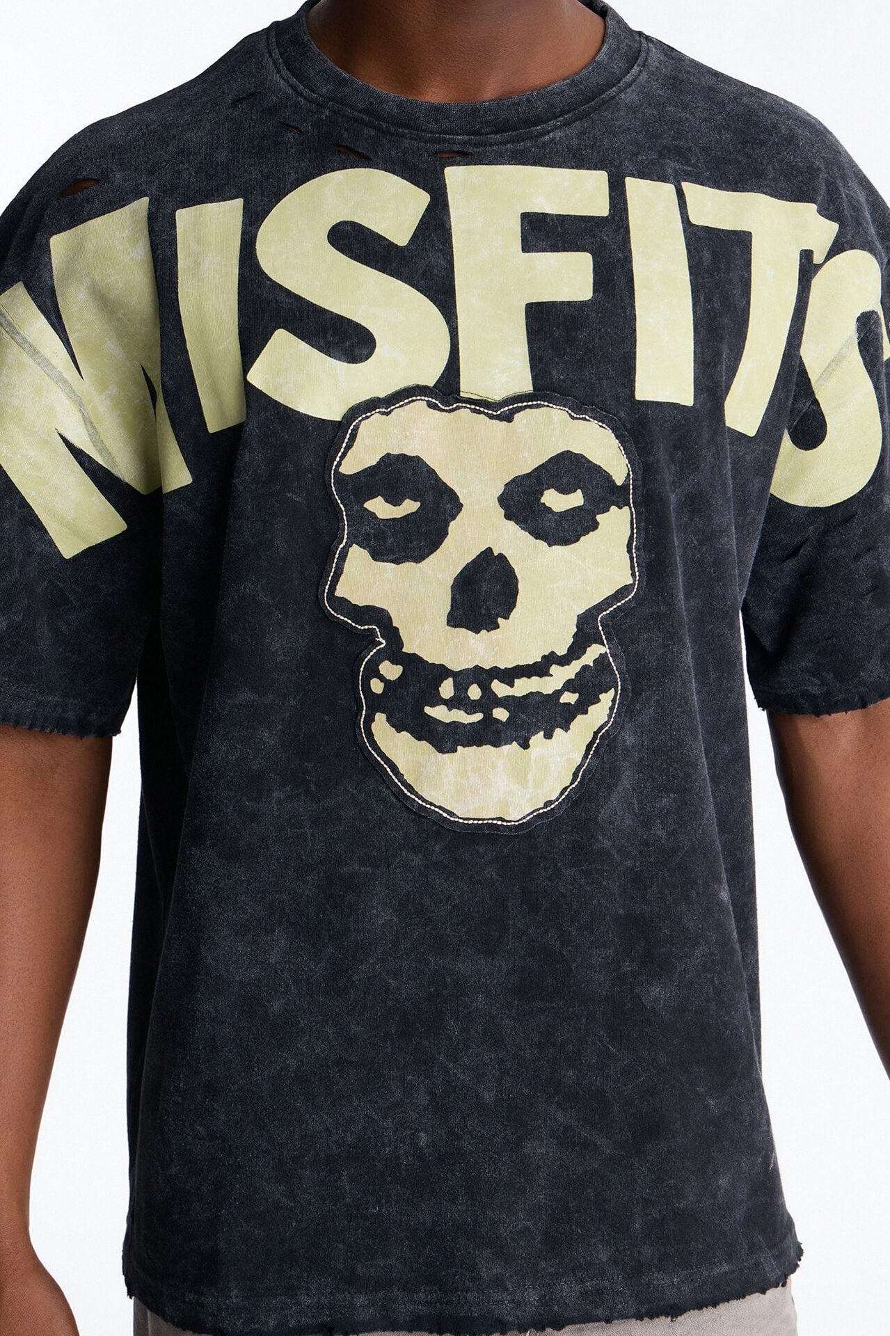 Misfits Destroyed Mineral Wash Short Sleeve Tee - Black image 3