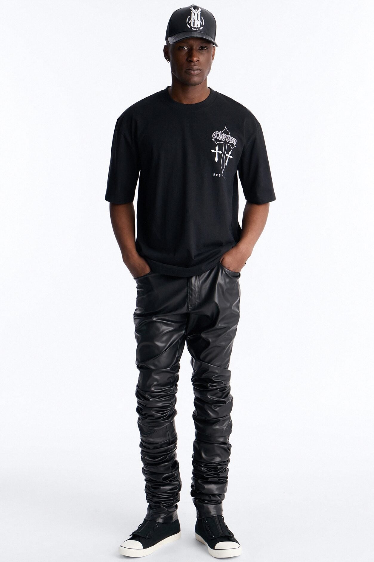 Skinny Ultra Stacked Faux Leather Pant - Black image 2