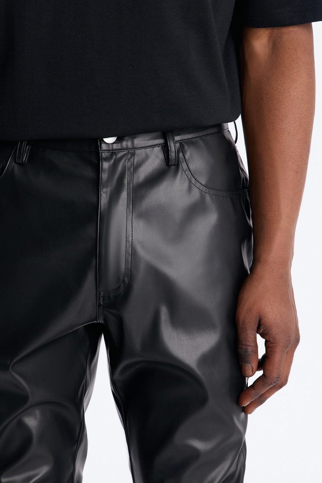 Skinny Ultra Stacked Faux Leather Pant - Black image 3