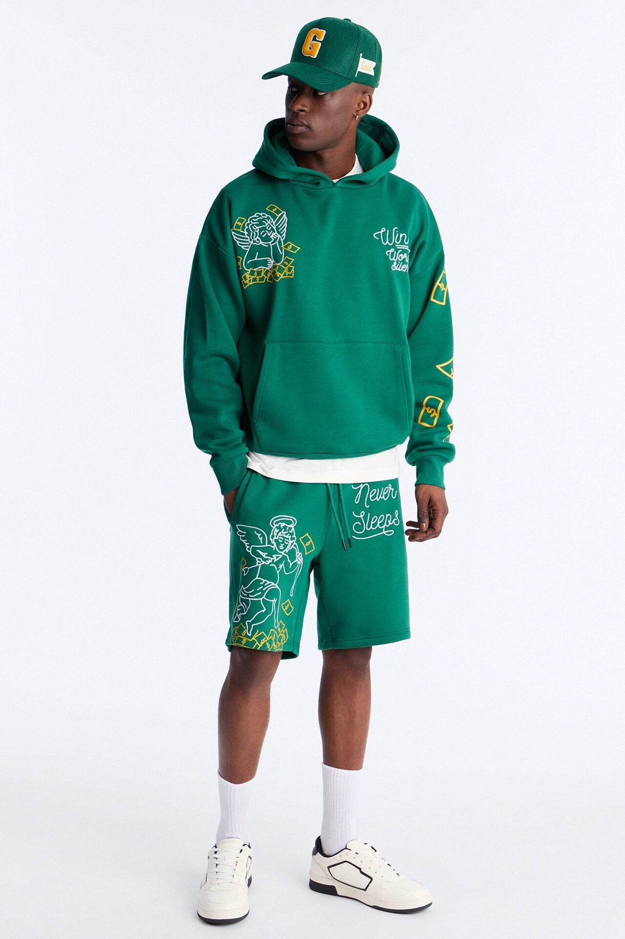 Paper Chasers Chain Stitch Sweatshorts - Green image 2