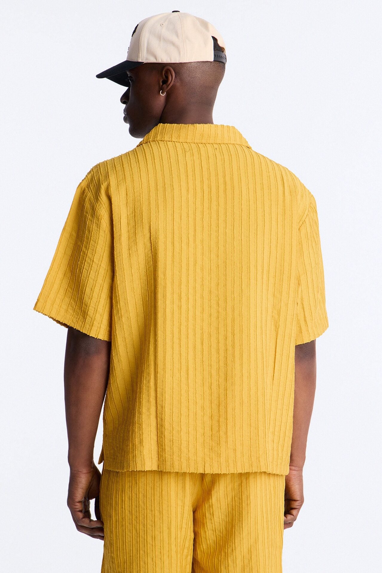 Relaxed Aegean Pleat Cuban Collar Button Up - Mustard image 3