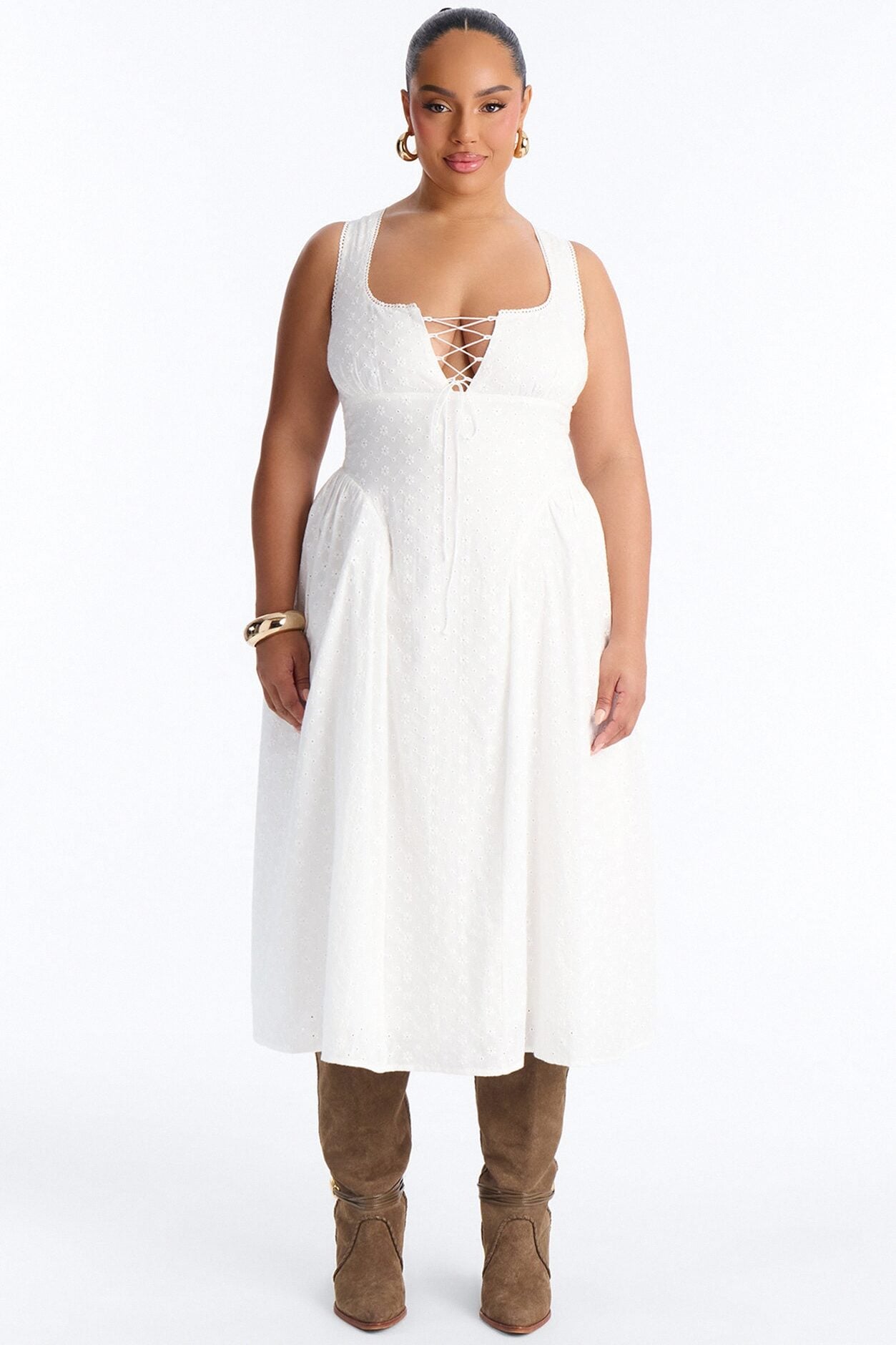 Sweet Pea Eyelet Midi Dress - White image 6