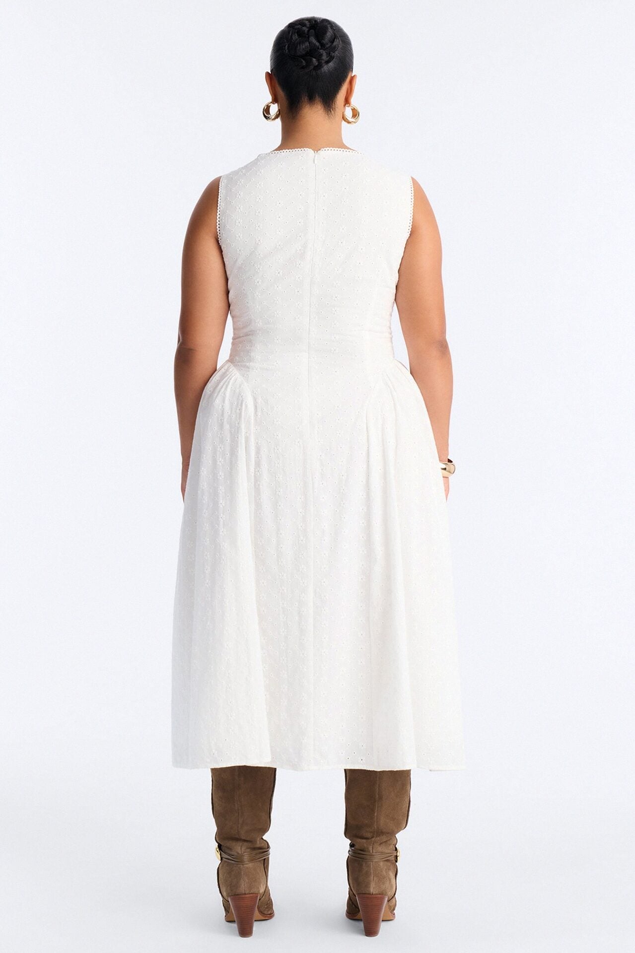 Sweet Pea Eyelet Midi Dress - White image 9