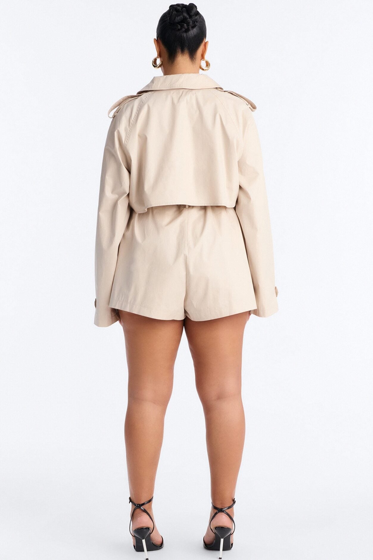 Neutral Ground Trench Romper - Beige image 8