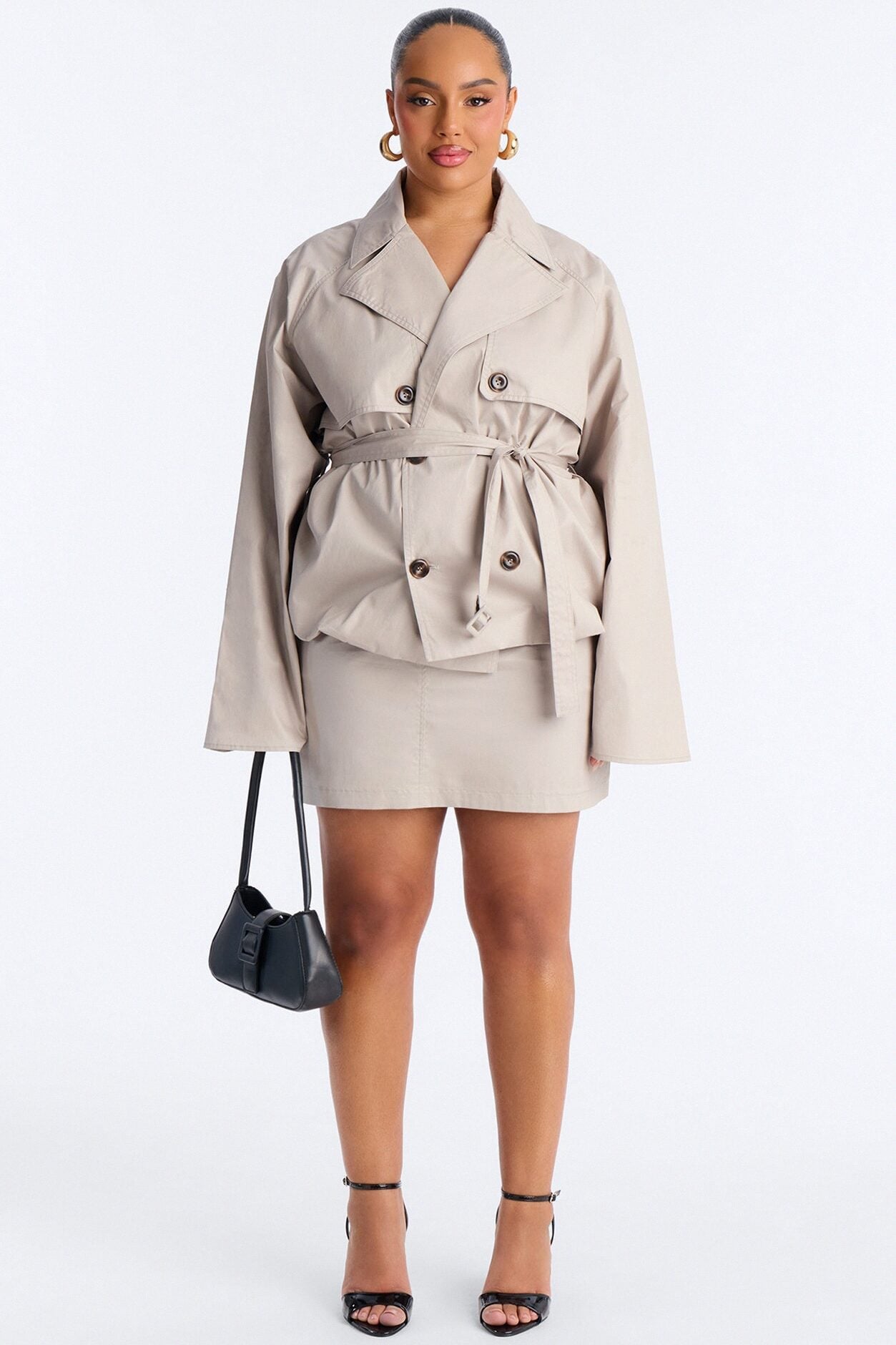 Fall For Me Cropped Trench Jacket - Taupe image 5