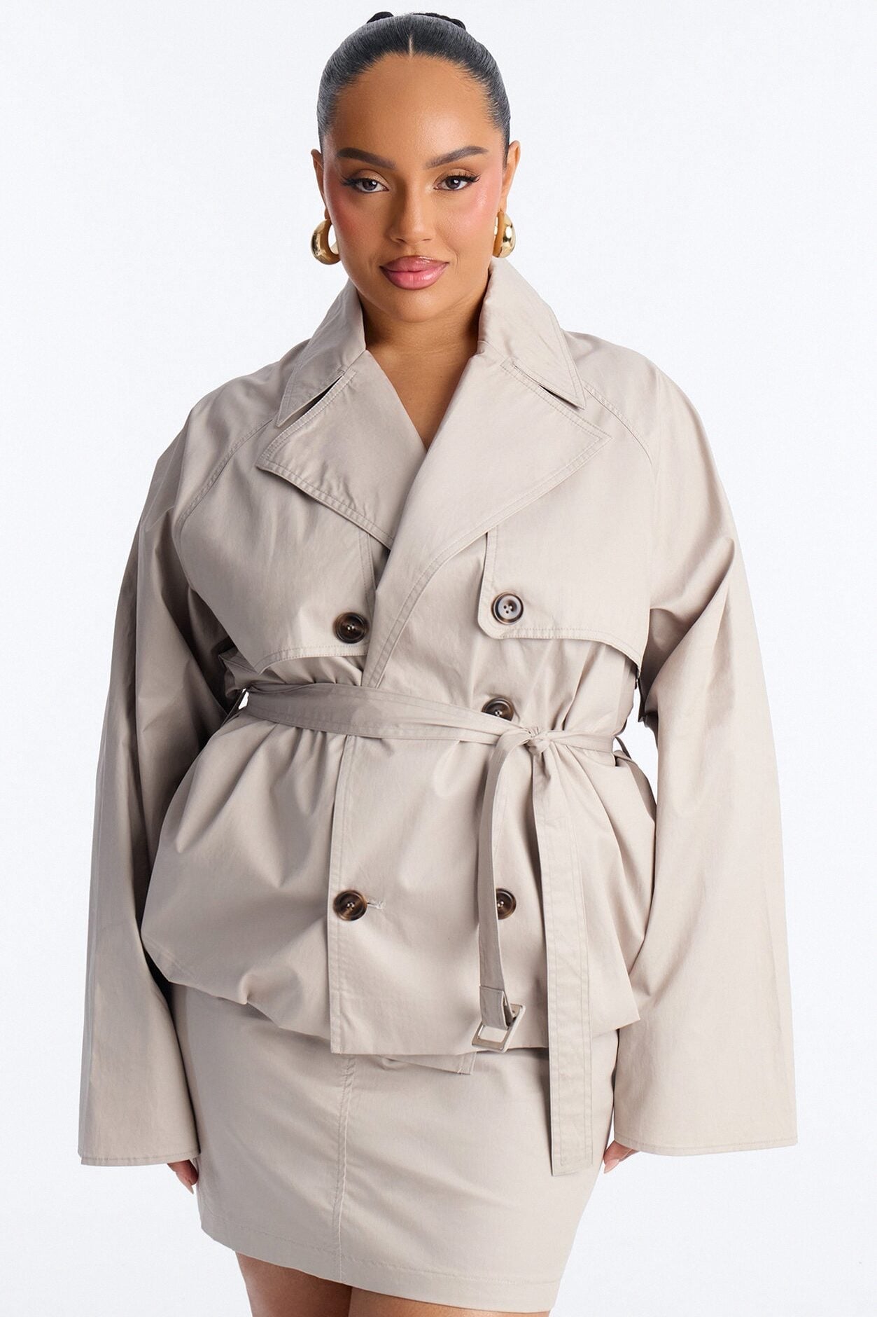 Fall For Me Cropped Trench Jacket - Taupe image 6