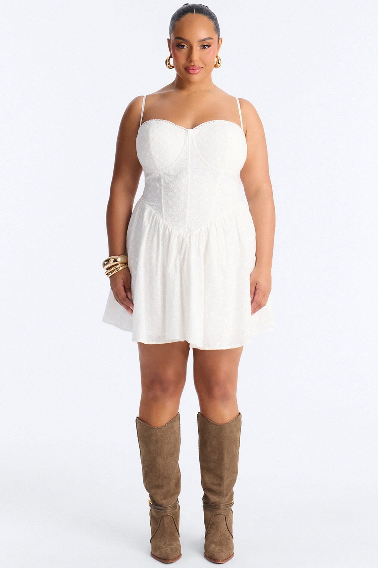 Sweet Pea Eyelet Mini Dress - White image 5