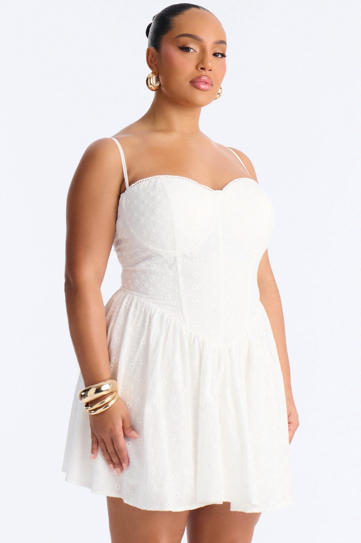 Sweet Pea Eyelet Mini Dress - White image 6