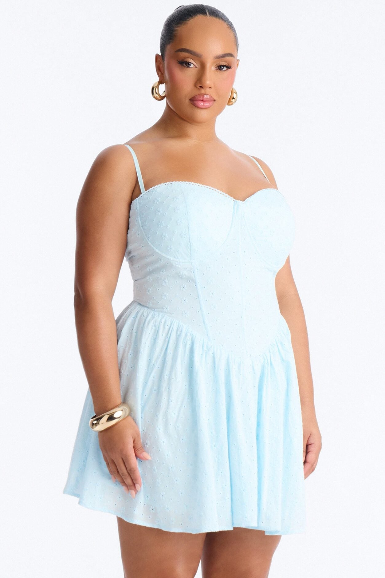 Sweet Pea Eyelet Mini Dress - Light Blue image 6