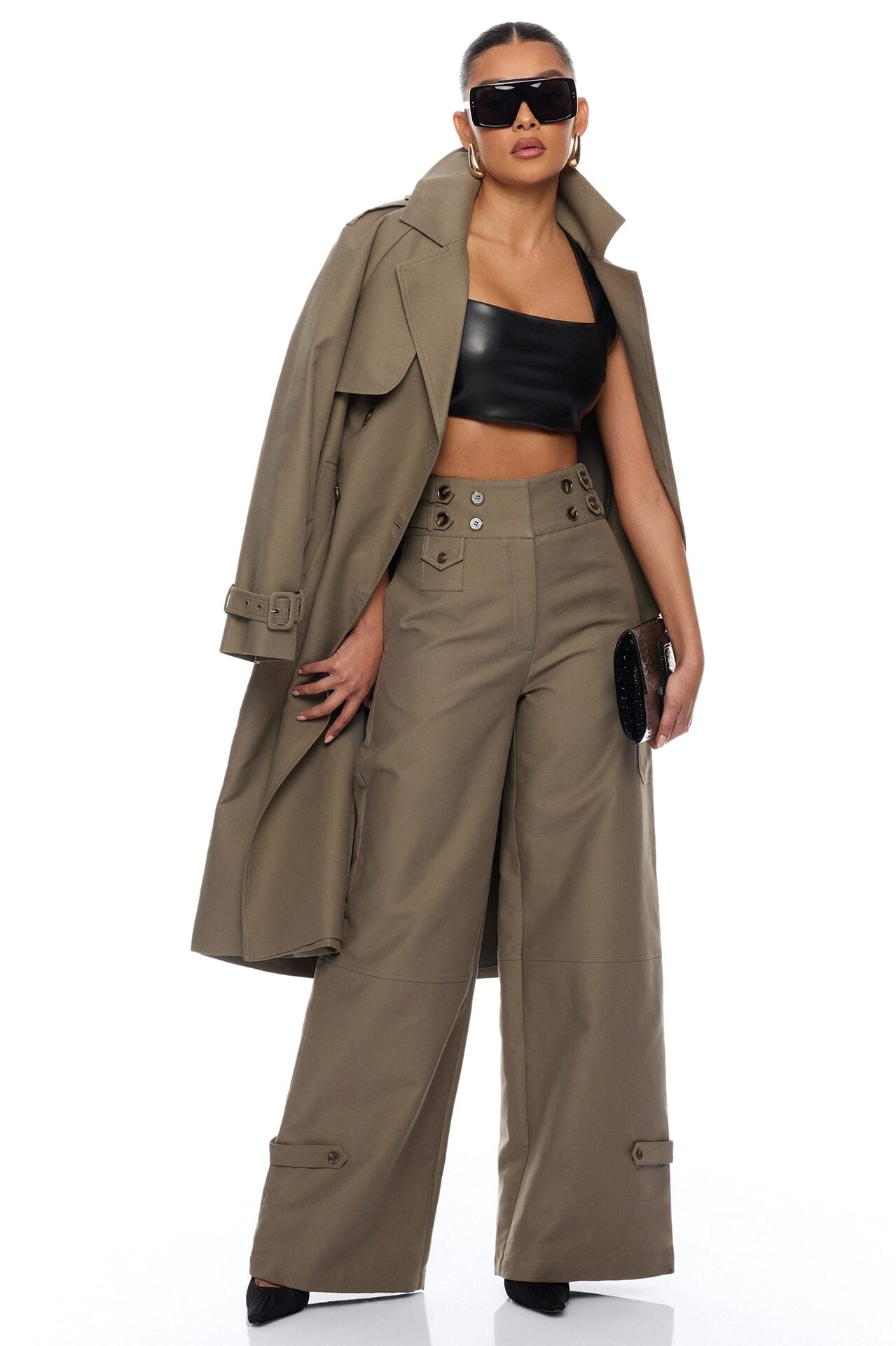Marcella Cargo Wide Leg Pant - Olive image 3