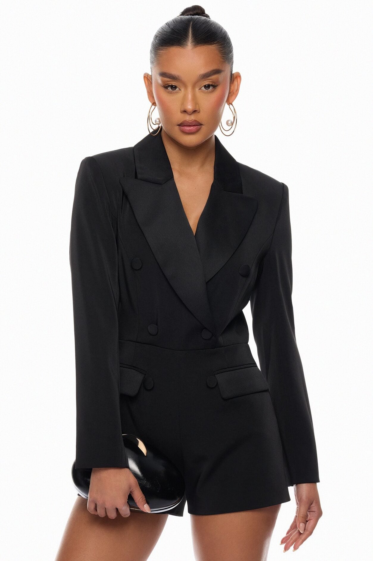Unbothered Blazer Romper - Black image 2