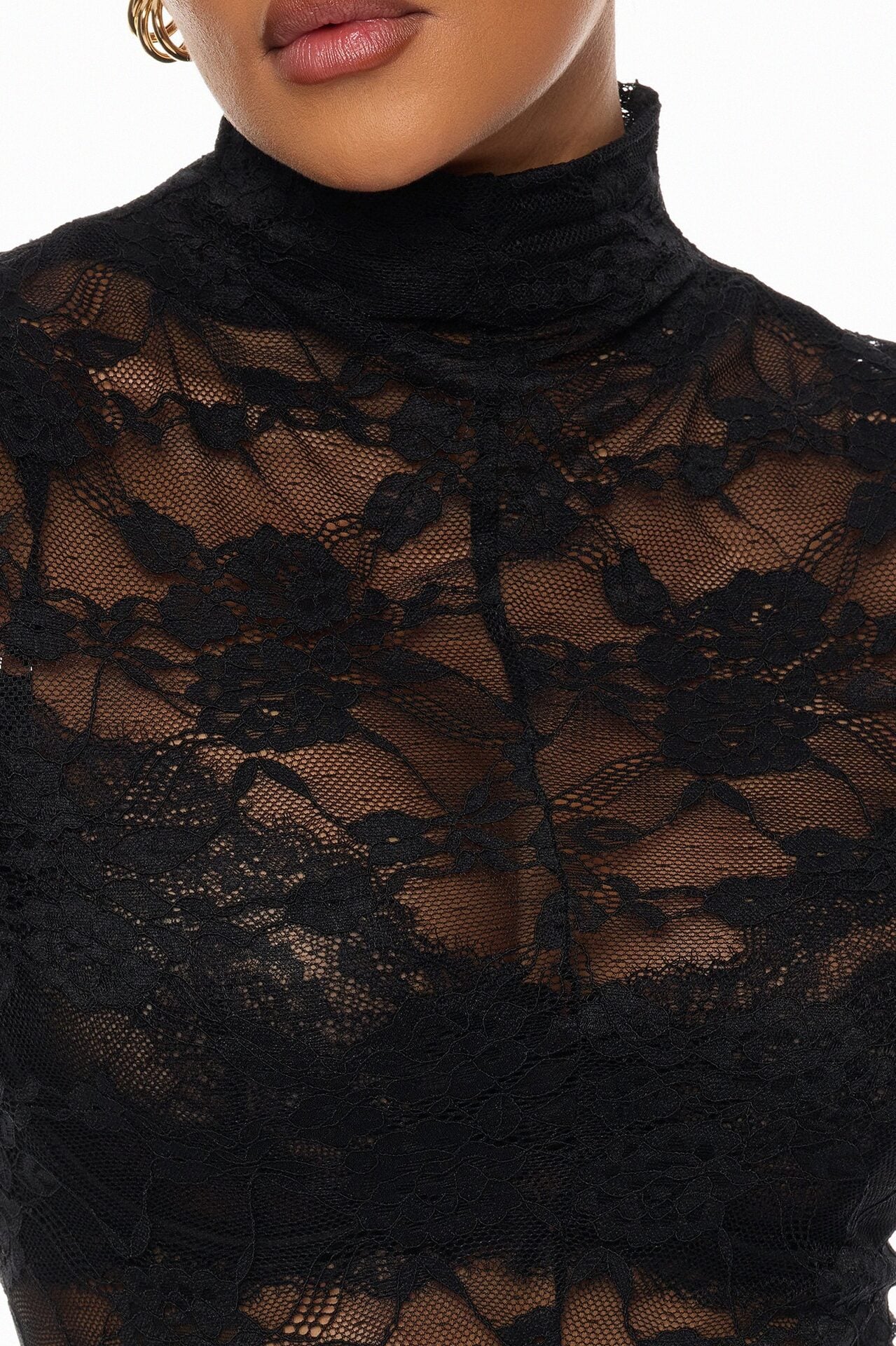 Gabriette Sheer Lace Midi Dress - Black image 3